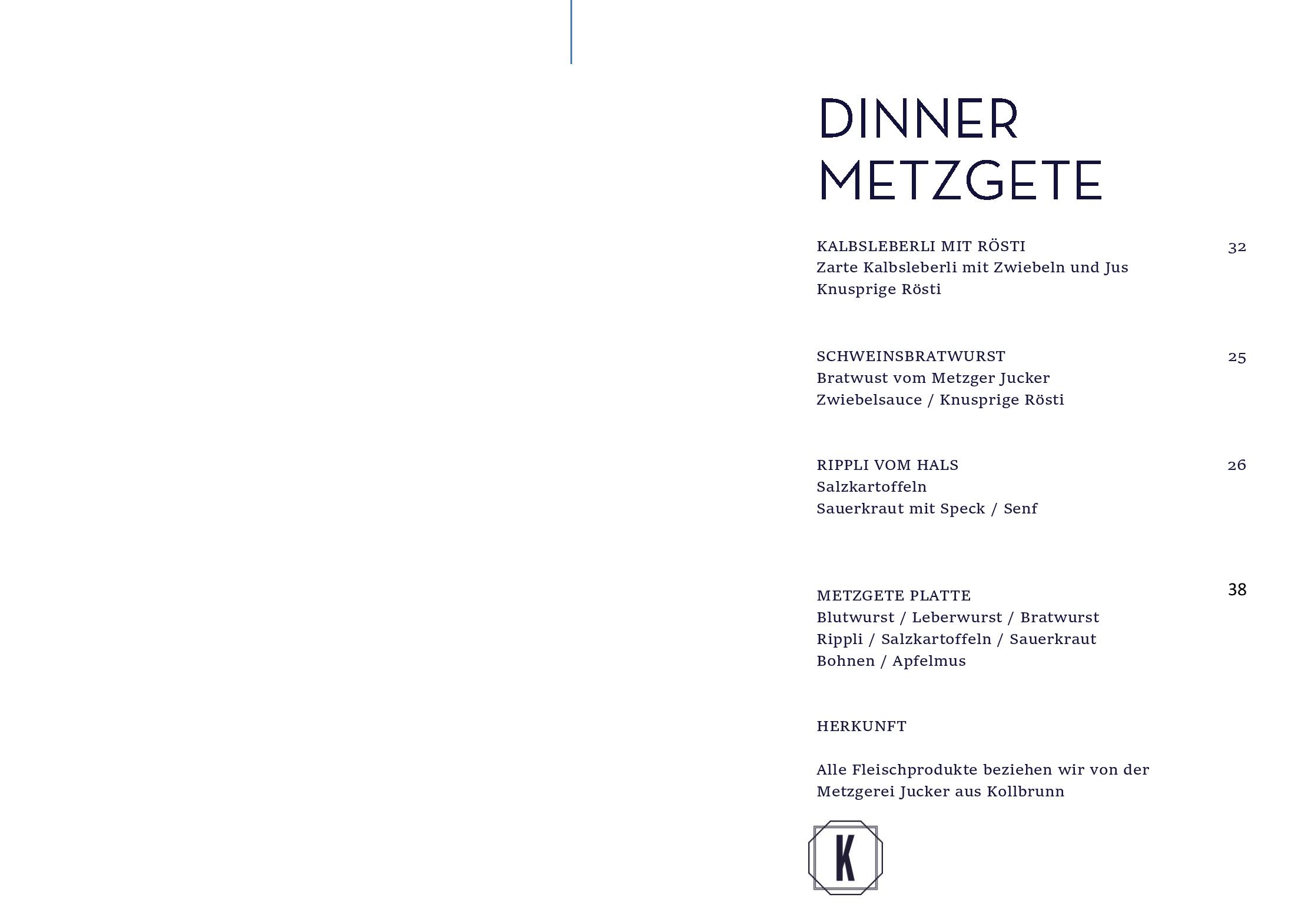 Speisekarte Wirtshaus zur Krone in Winterthur, Seite 3