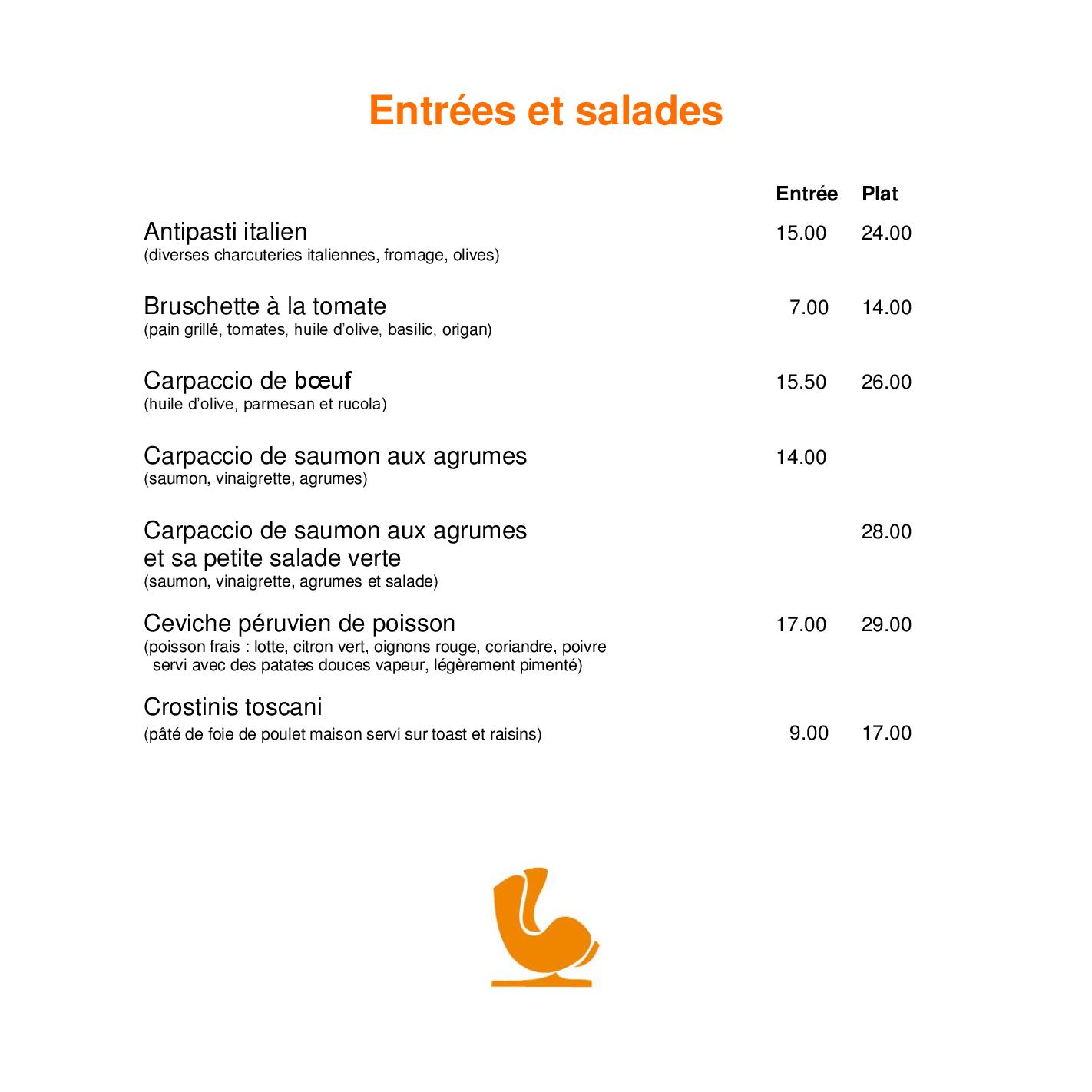 Speisekarte Au Petit Creux in Conthey, Seite 2