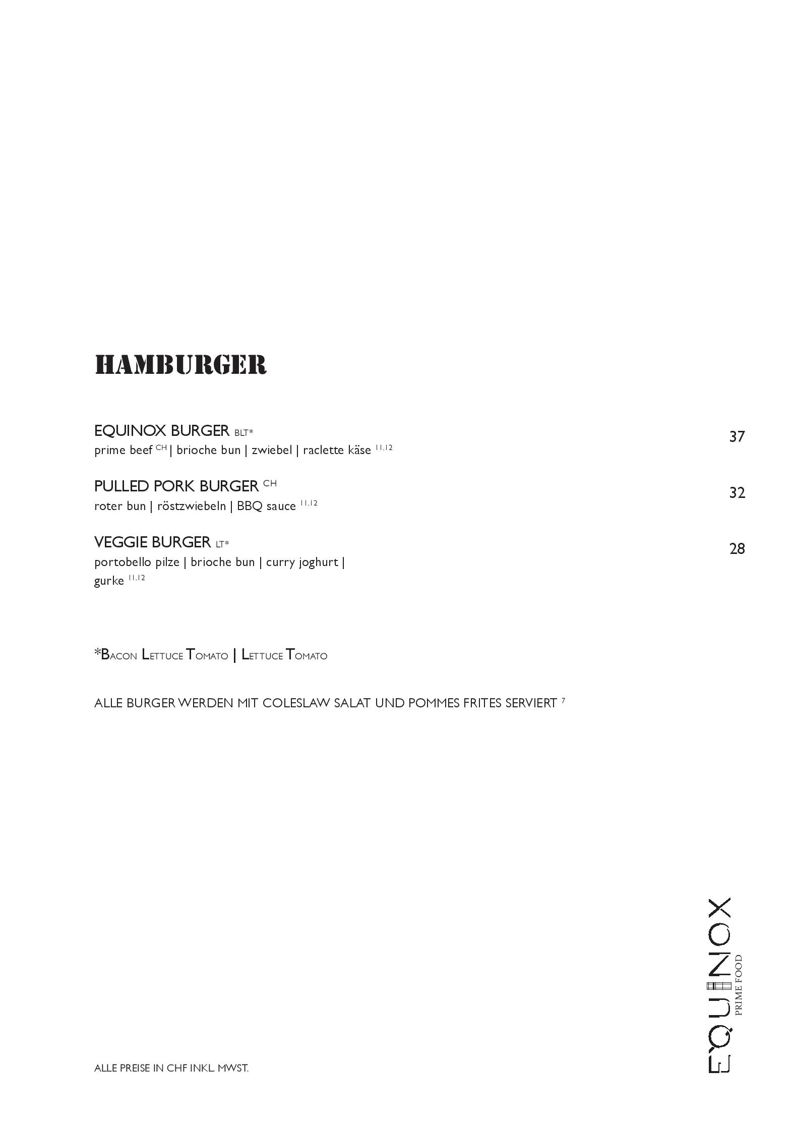 Speisekarte Equinox Prime Food in Zürich, Seite 10