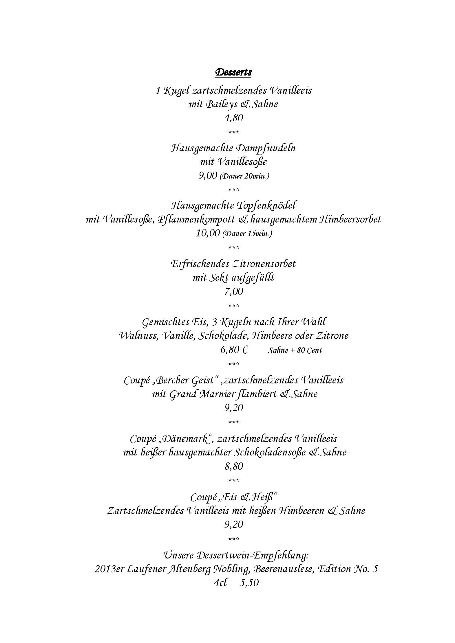 Speisekarte Bercher in Waldshut-Tiengen Tiengen, Seite 7