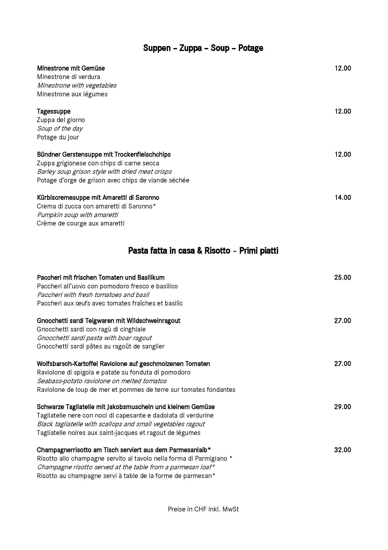 Speisekarte Mono Restaurant in St. Moritz, Seite 9