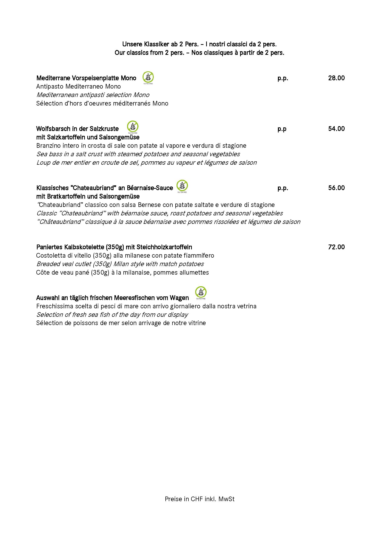 Speisekarte Mono Restaurant in St. Moritz, Seite 13