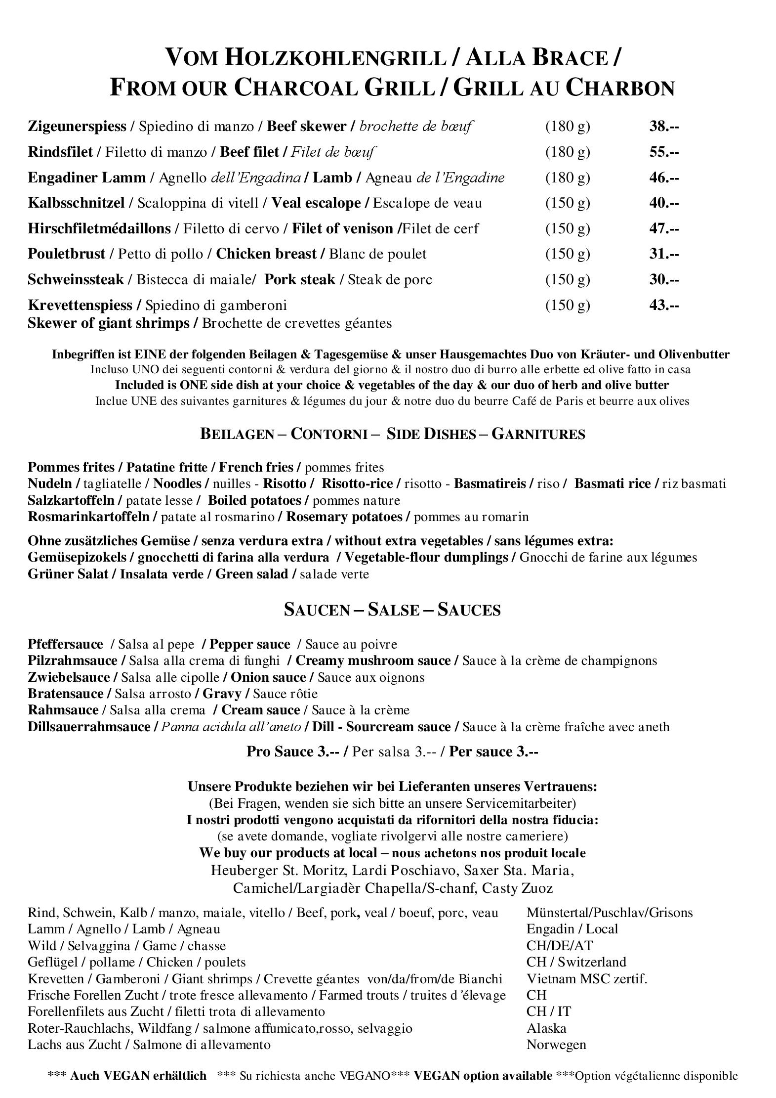 Speisekarte Hotel Restaurant Corvatsch in St. Moritz, Seite 5