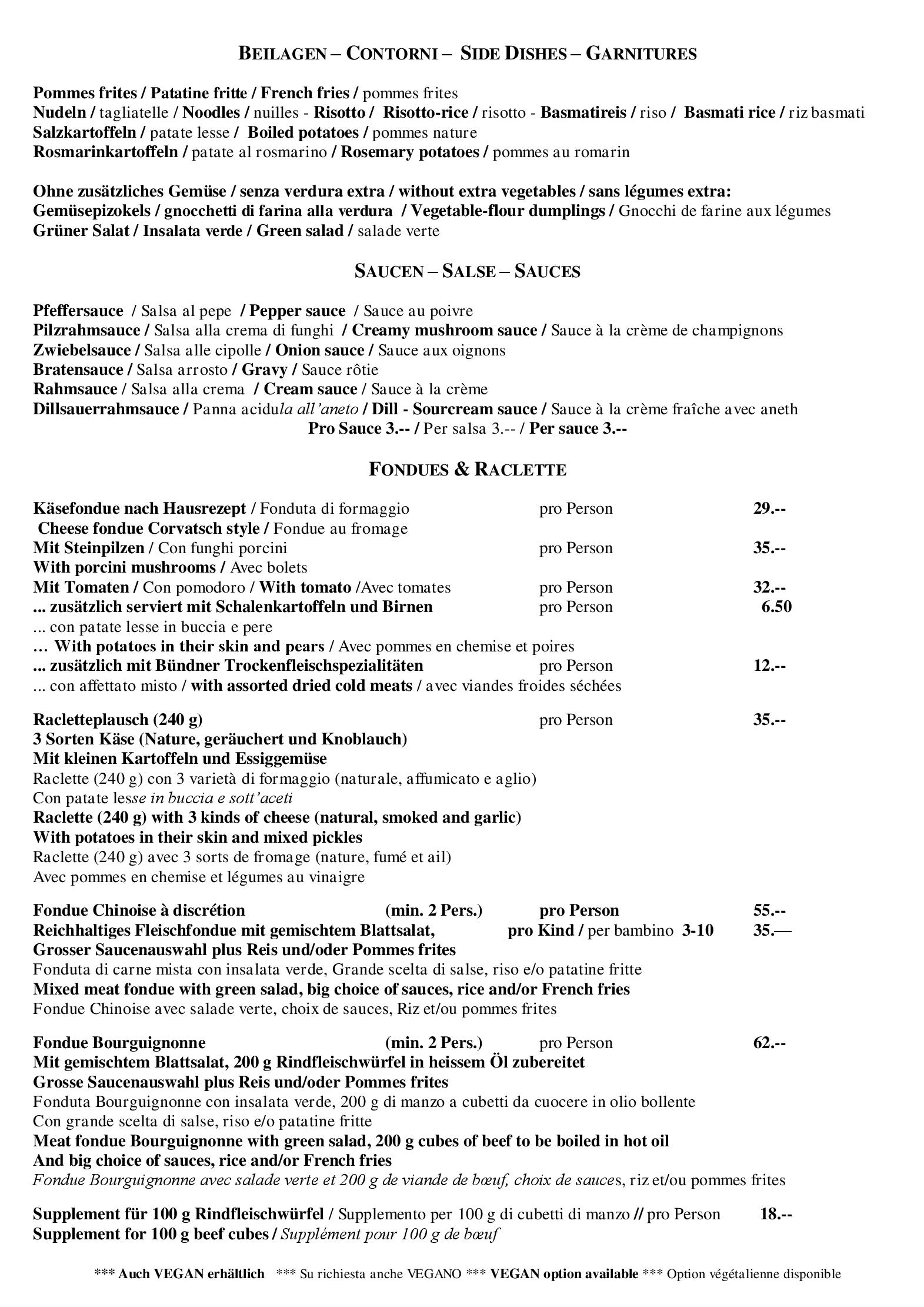 Speisekarte Hotel Restaurant Corvatsch in St. Moritz, Seite 6