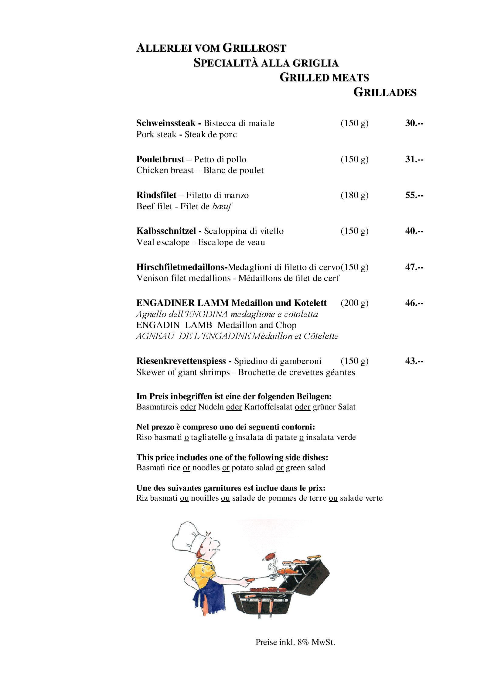 Speisekarte Hotel Restaurant Corvatsch in St. Moritz, Seite 12