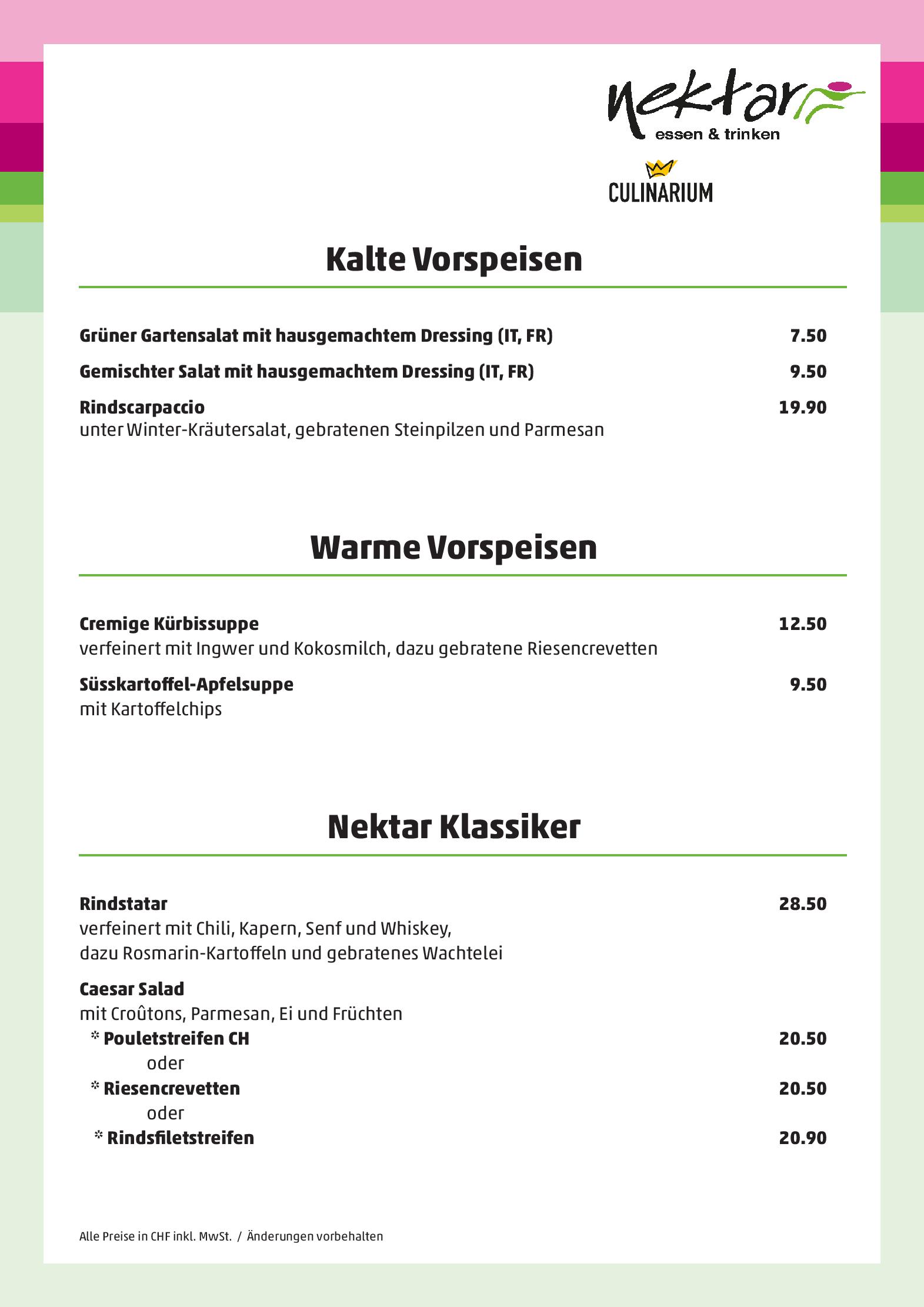 Speisekarte nektar Restaurant in St Gallen, Seite 3