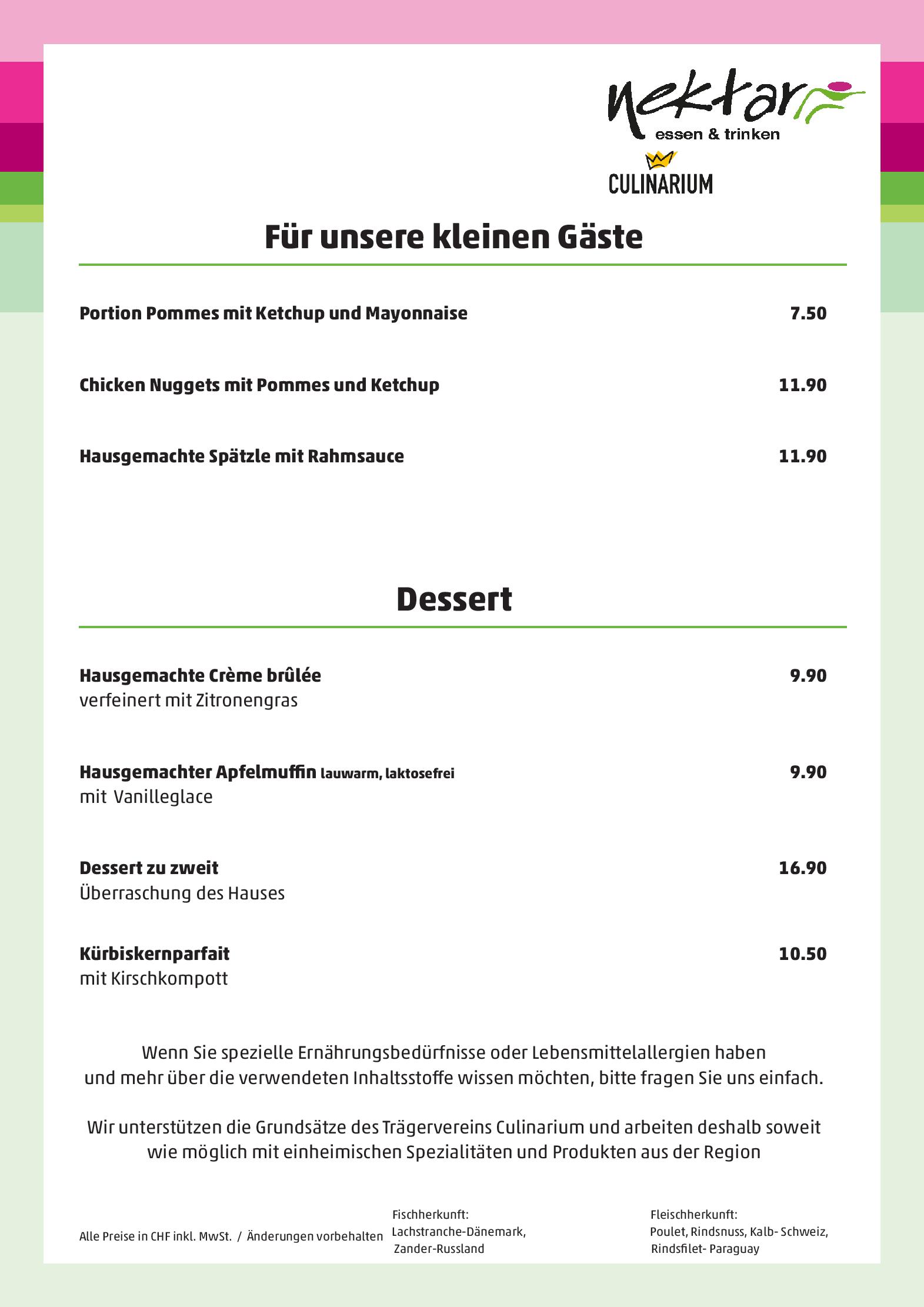 Speisekarte nektar Restaurant in St Gallen, Seite 2