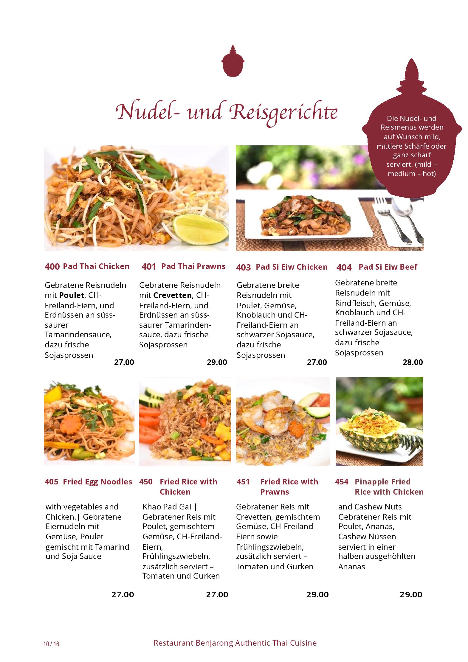 Speisekarte Restaurant Benjarong Thai Cuisine in Baar, Seite 7