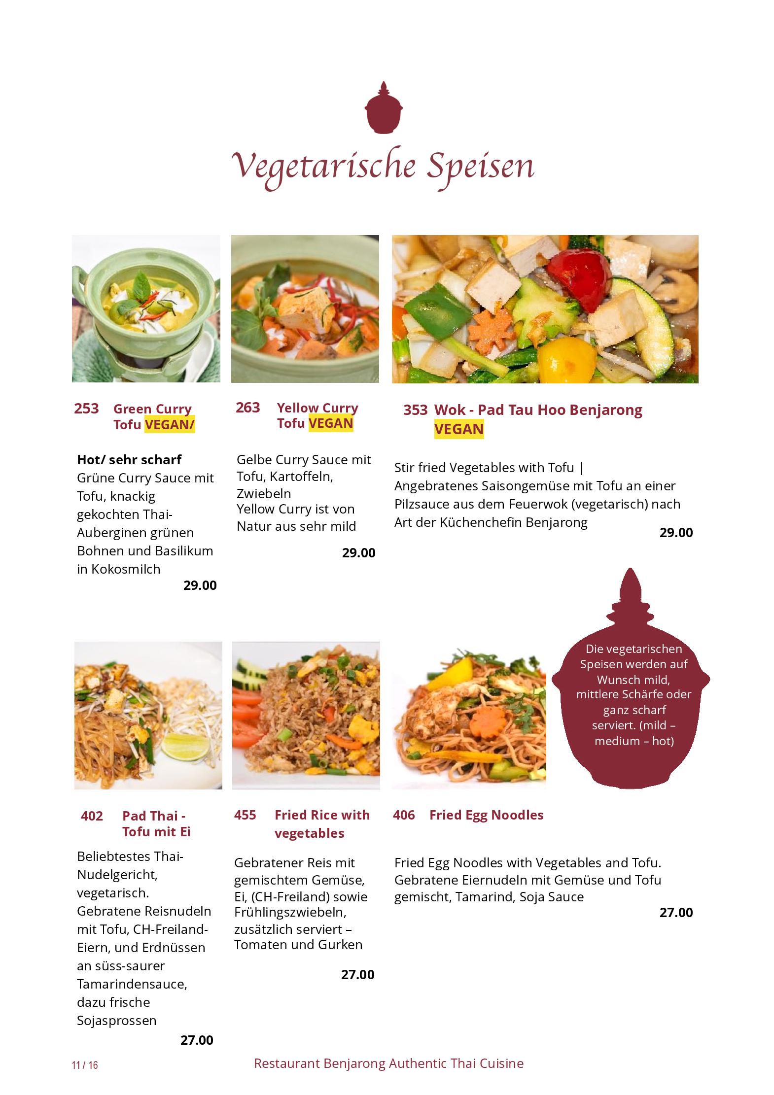 Speisekarte Restaurant Benjarong Thai Cuisine in Baar, Seite 6