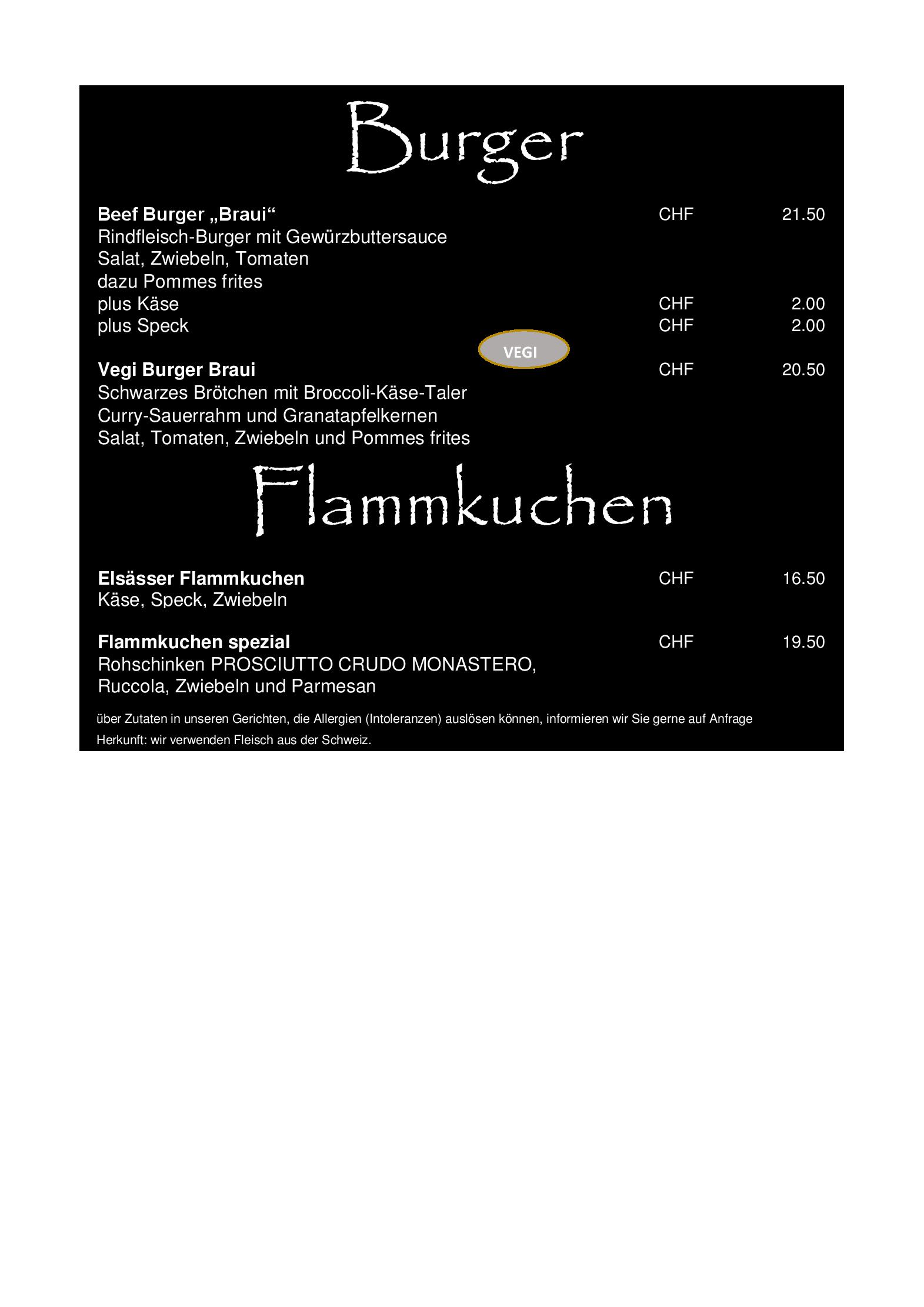 Speisekarte Bierhaus Langenthal GmbH in Langenthal, Seite 4