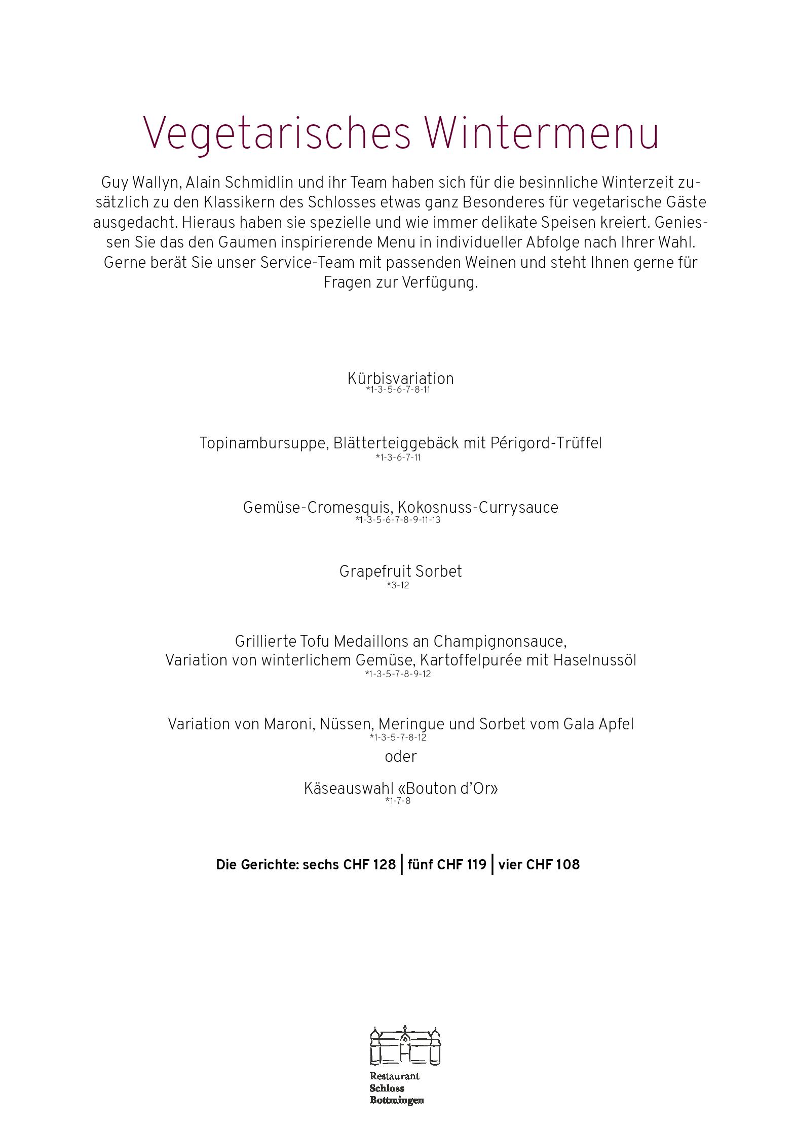 Speisekarte Schloss Bottmingen in Bottmingen, Seite 29
