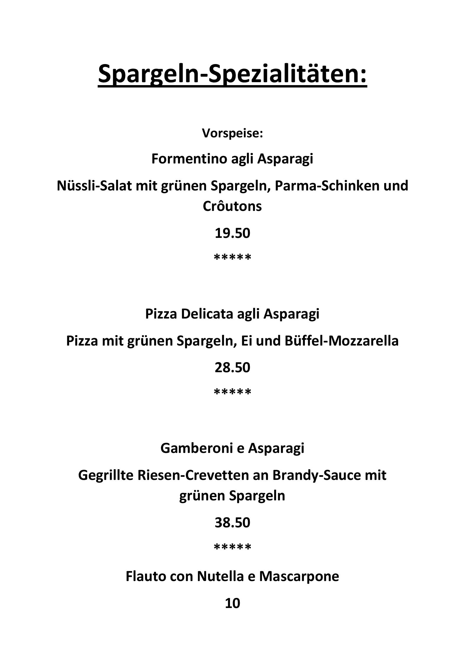 Speisekarte Hotel Restaurant Zum Sternen in Elsau, Seite 1