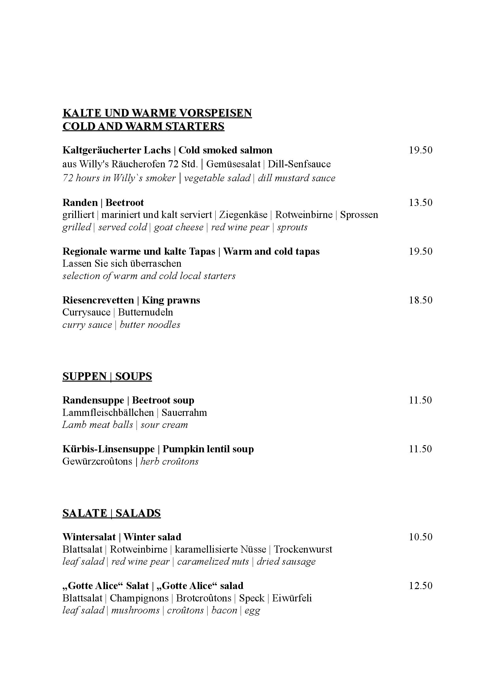 Speisekarte Alpenkräuter Restaurant Bären in Wengen, Seite 3