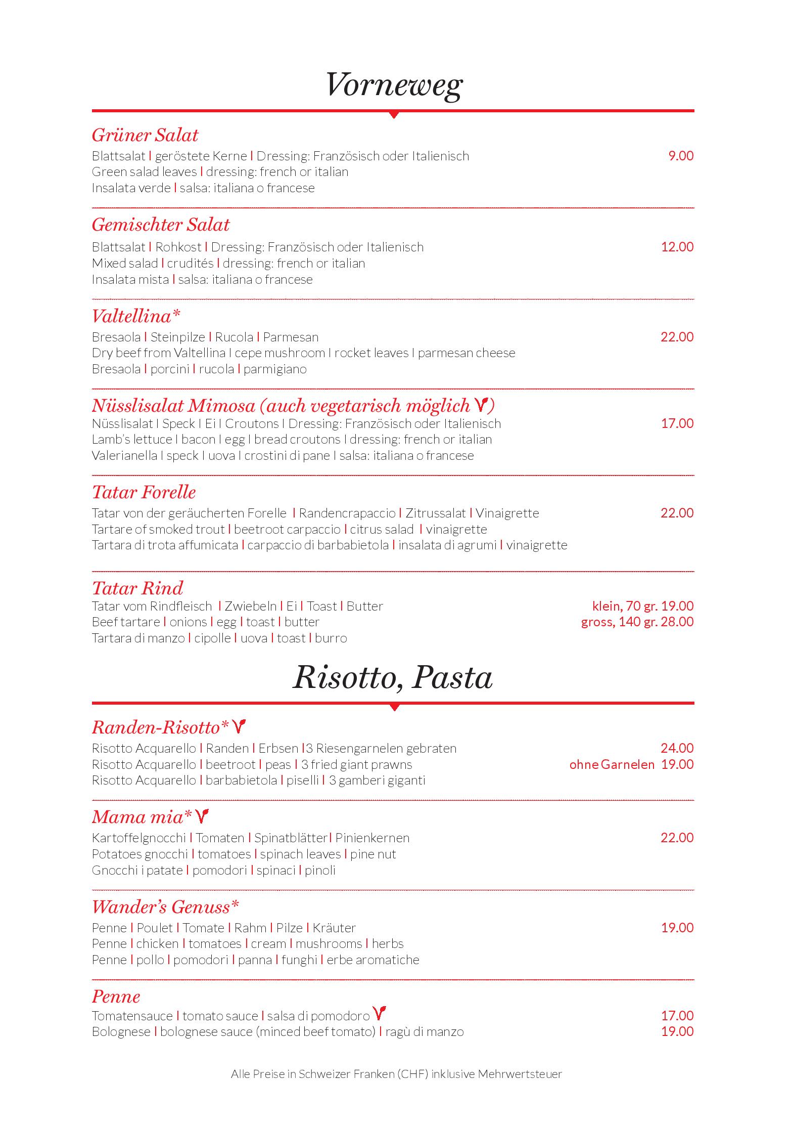 Speisekarte Hotel Restaurant Morteratsch in Pontresina, Seite 7