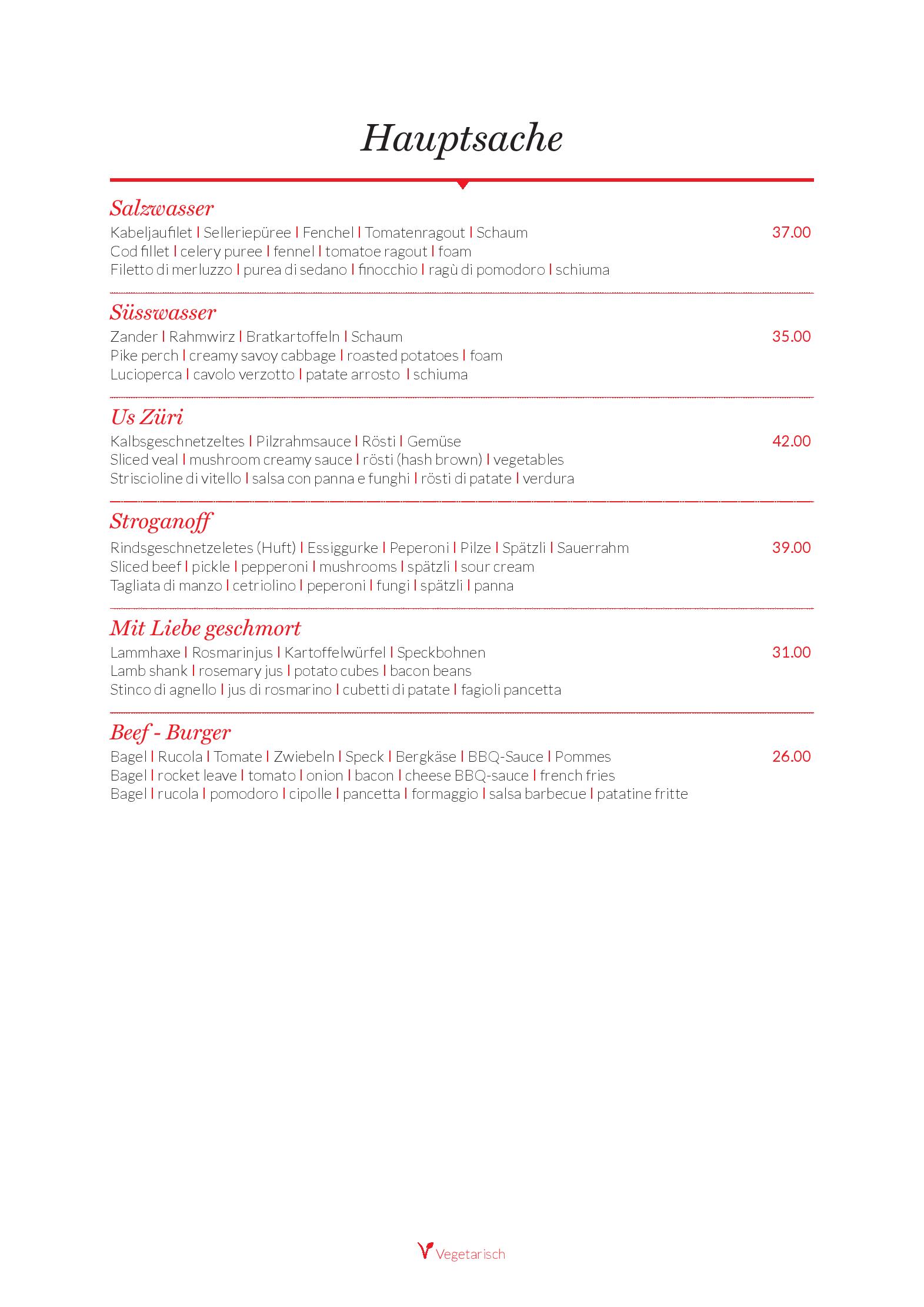 Speisekarte Hotel Restaurant Morteratsch in Pontresina, Seite 6