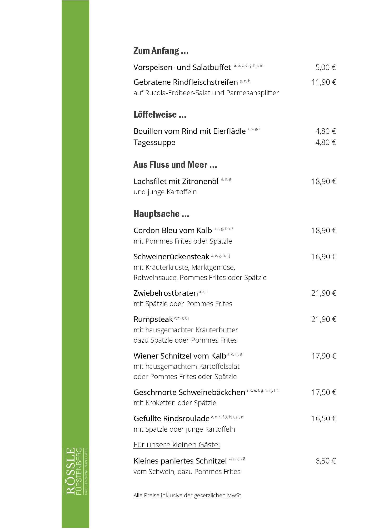 Speisekarte Rössle in Hüfingen Fürstenberg, Seite 5