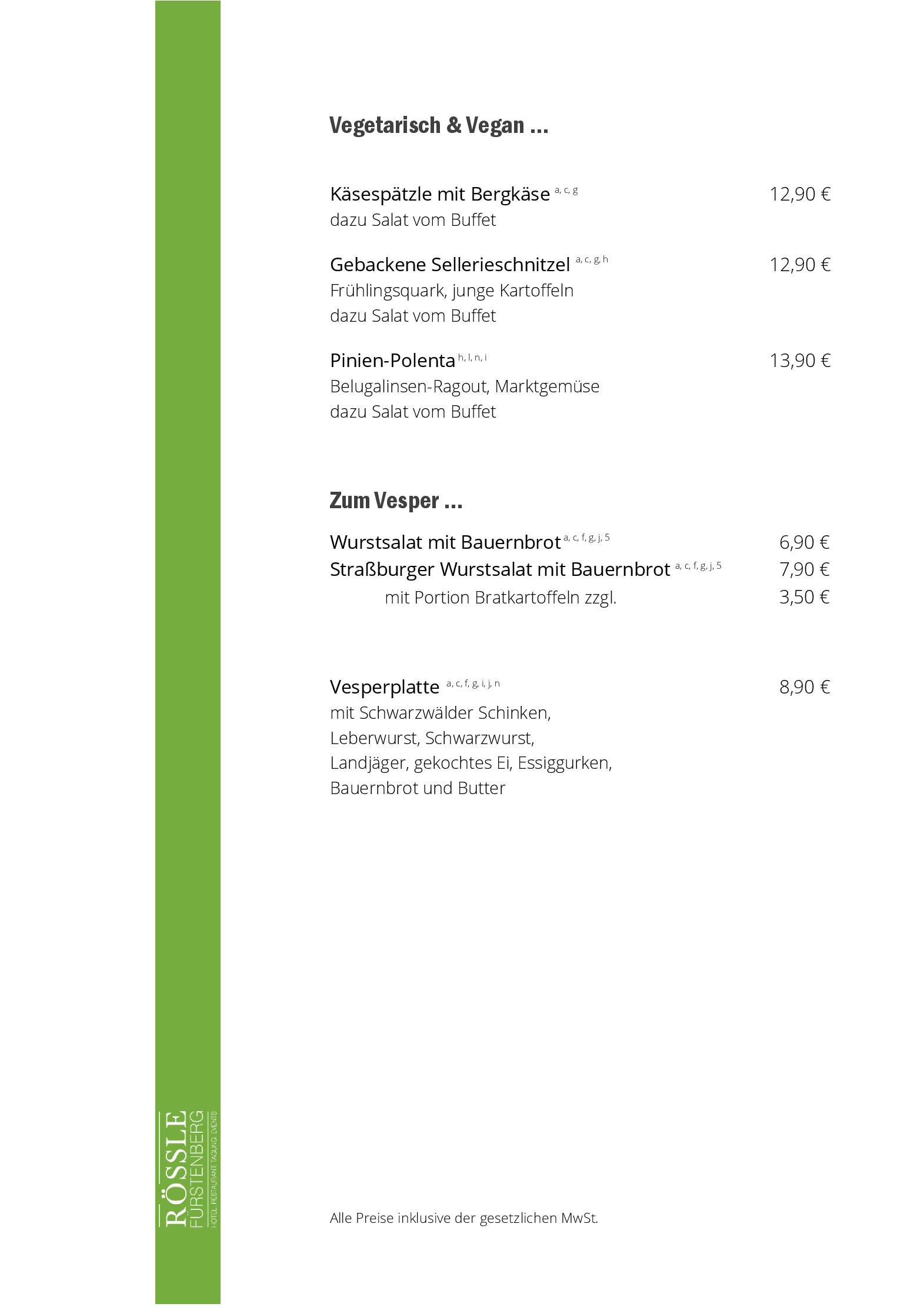Speisekarte Rössle in Hüfingen Fürstenberg, Seite 4