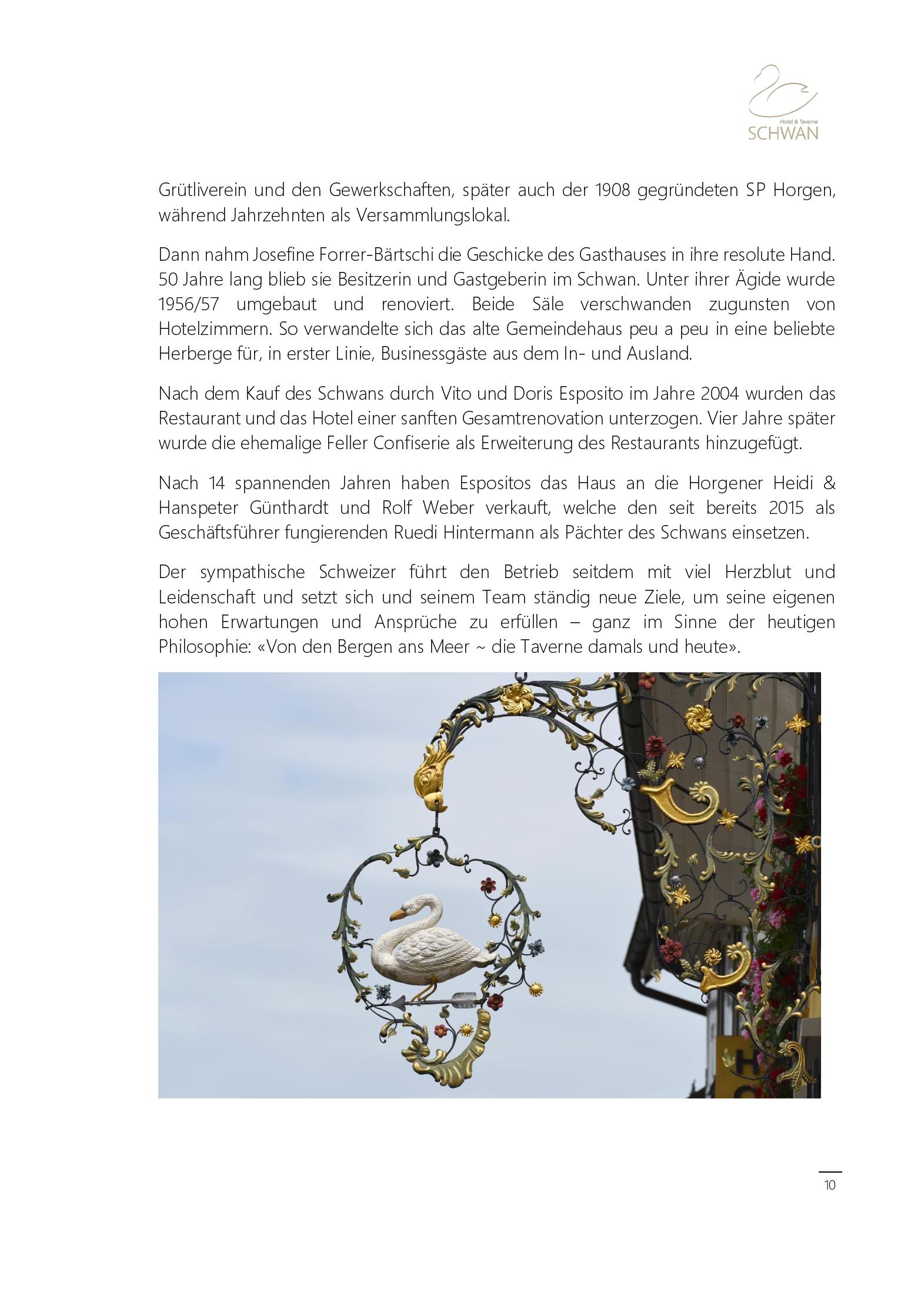 Speisekarte Schwan Hotel & Taverne in Horgen, Seite 10