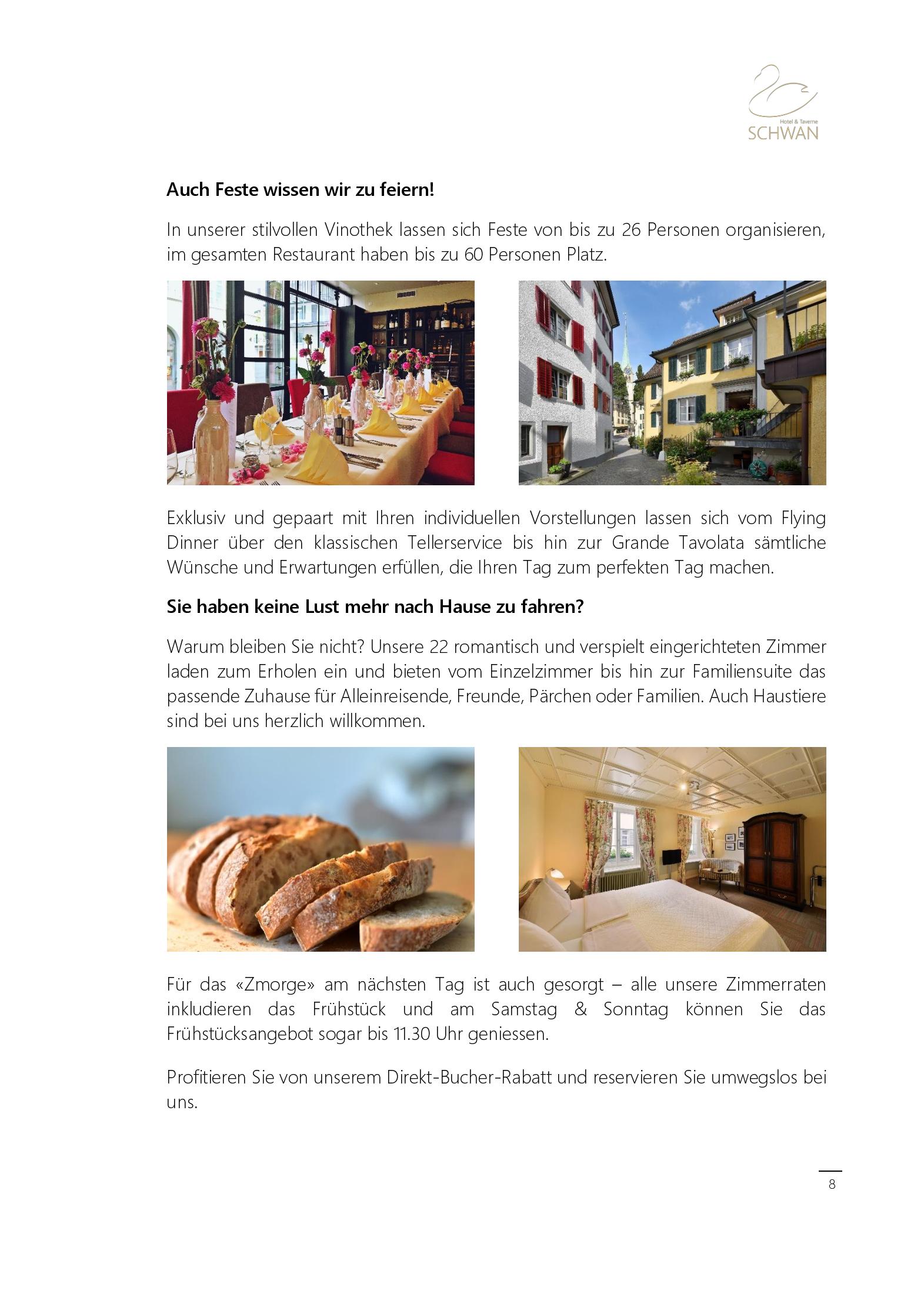 Speisekarte Schwan Hotel & Taverne in Horgen, Seite 8