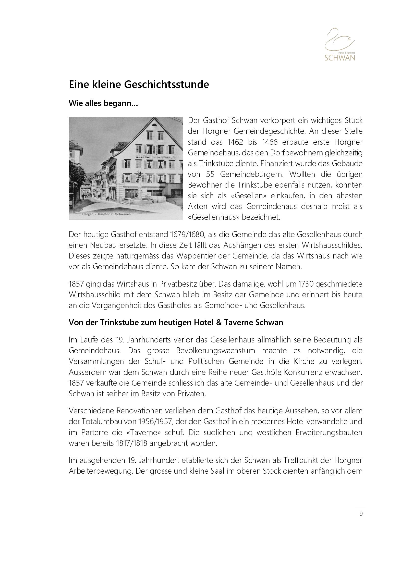Speisekarte Schwan Hotel & Taverne in Horgen, Seite 9
