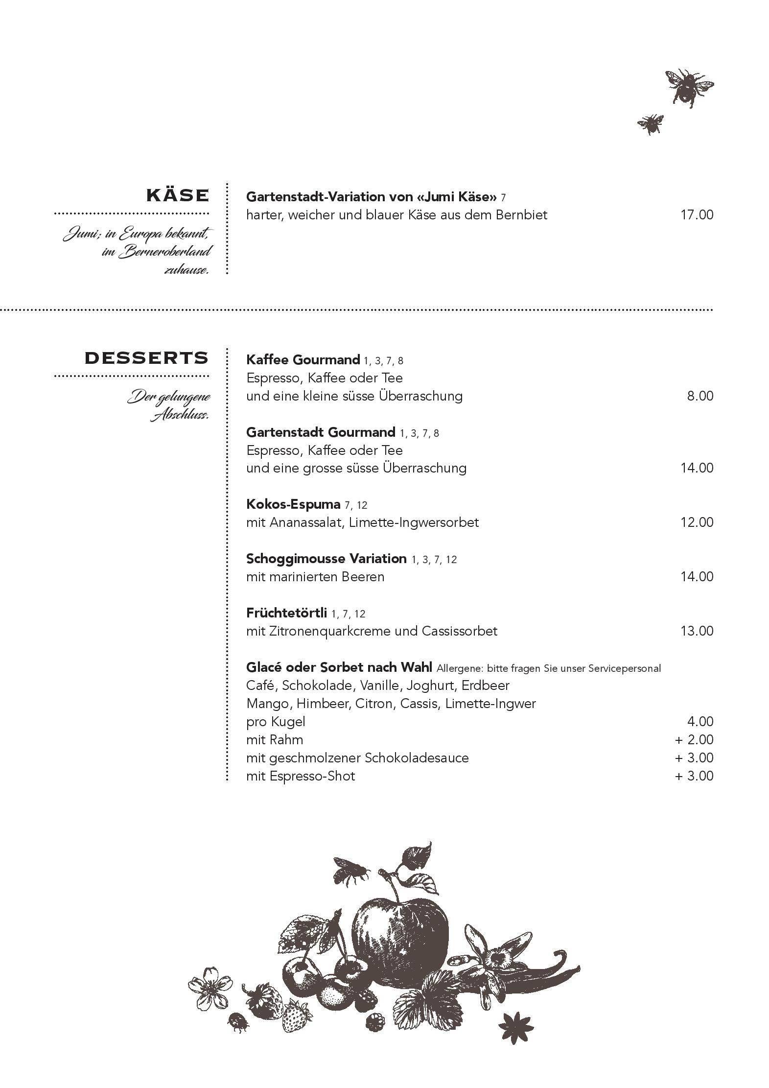 Speisekarte Gartenstadt Restaurant in Münchenstein, Seite 7