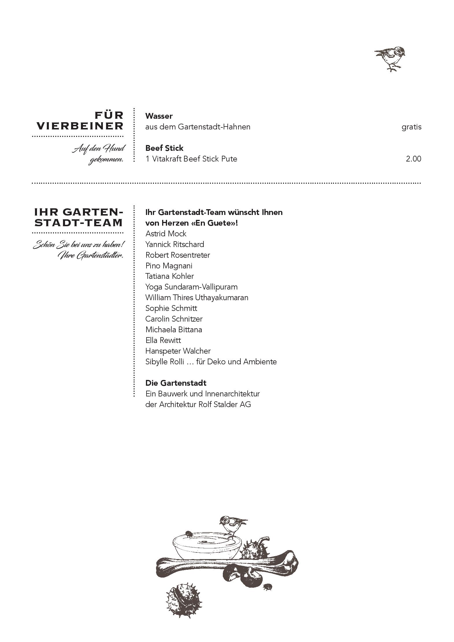 Speisekarte Gartenstadt Restaurant in Münchenstein, Seite 8