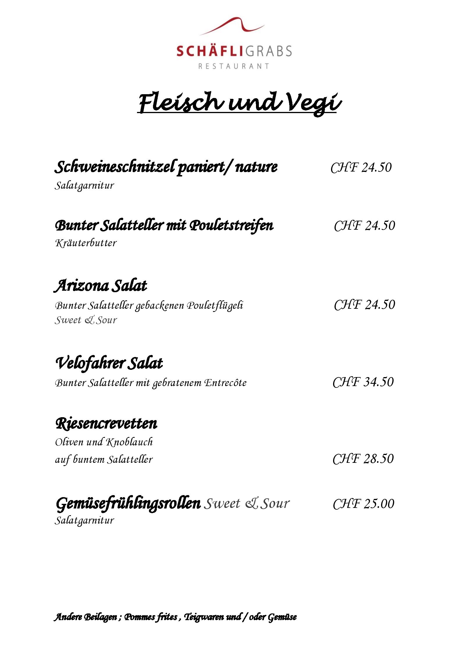 Speisekarte Restaurant Schäfli Grabs GmbH in Grabs, Seite 3