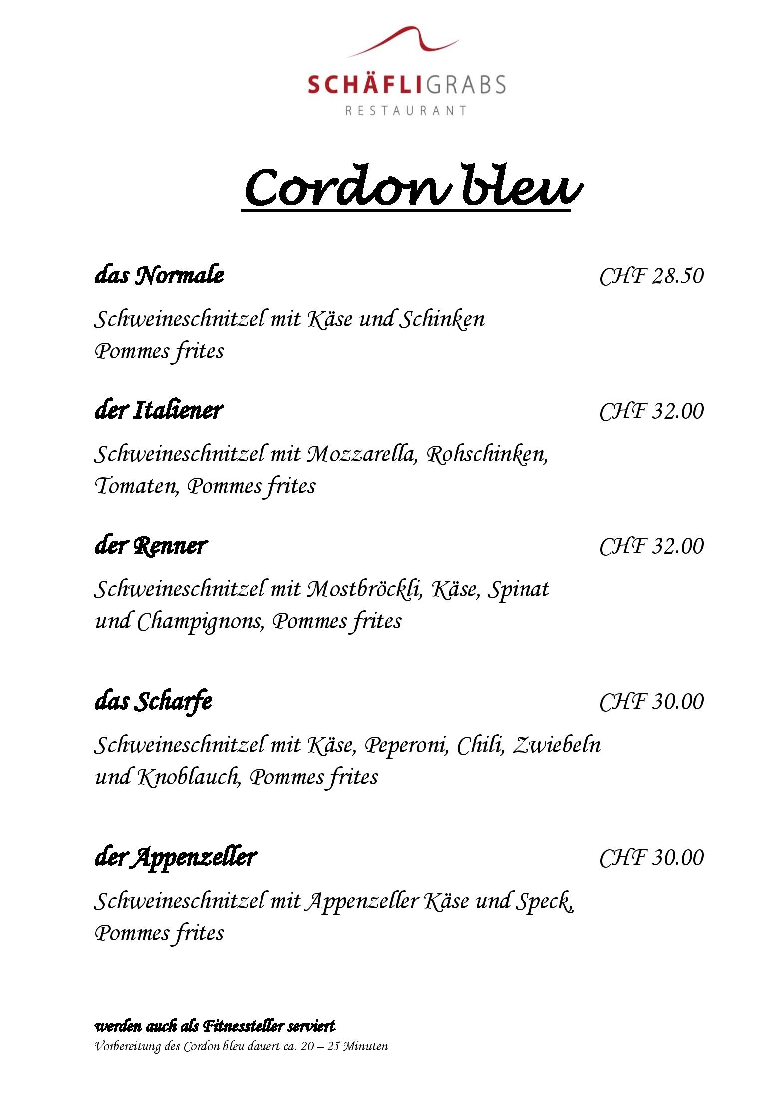 Speisekarte Restaurant Schäfli Grabs GmbH in Grabs, Seite 4