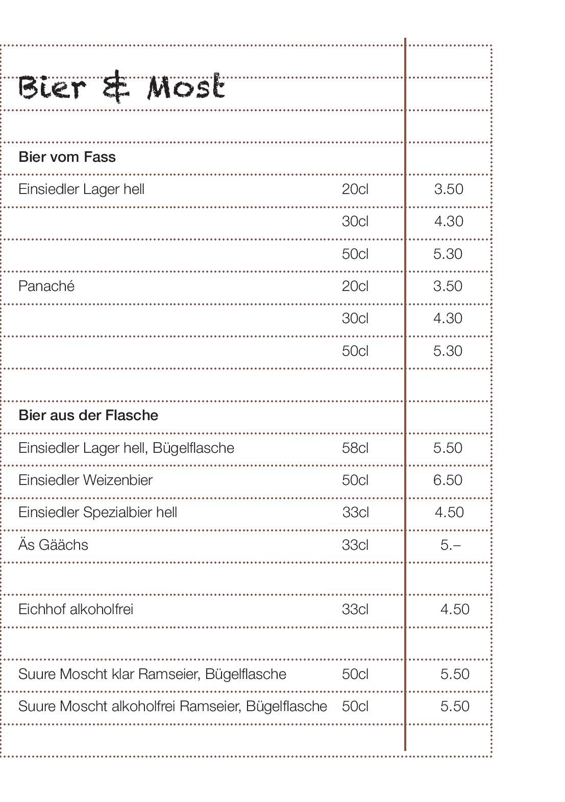 Speisekarte Milchmanufaktur Einsiedeln in Einsiedeln, Seite 5