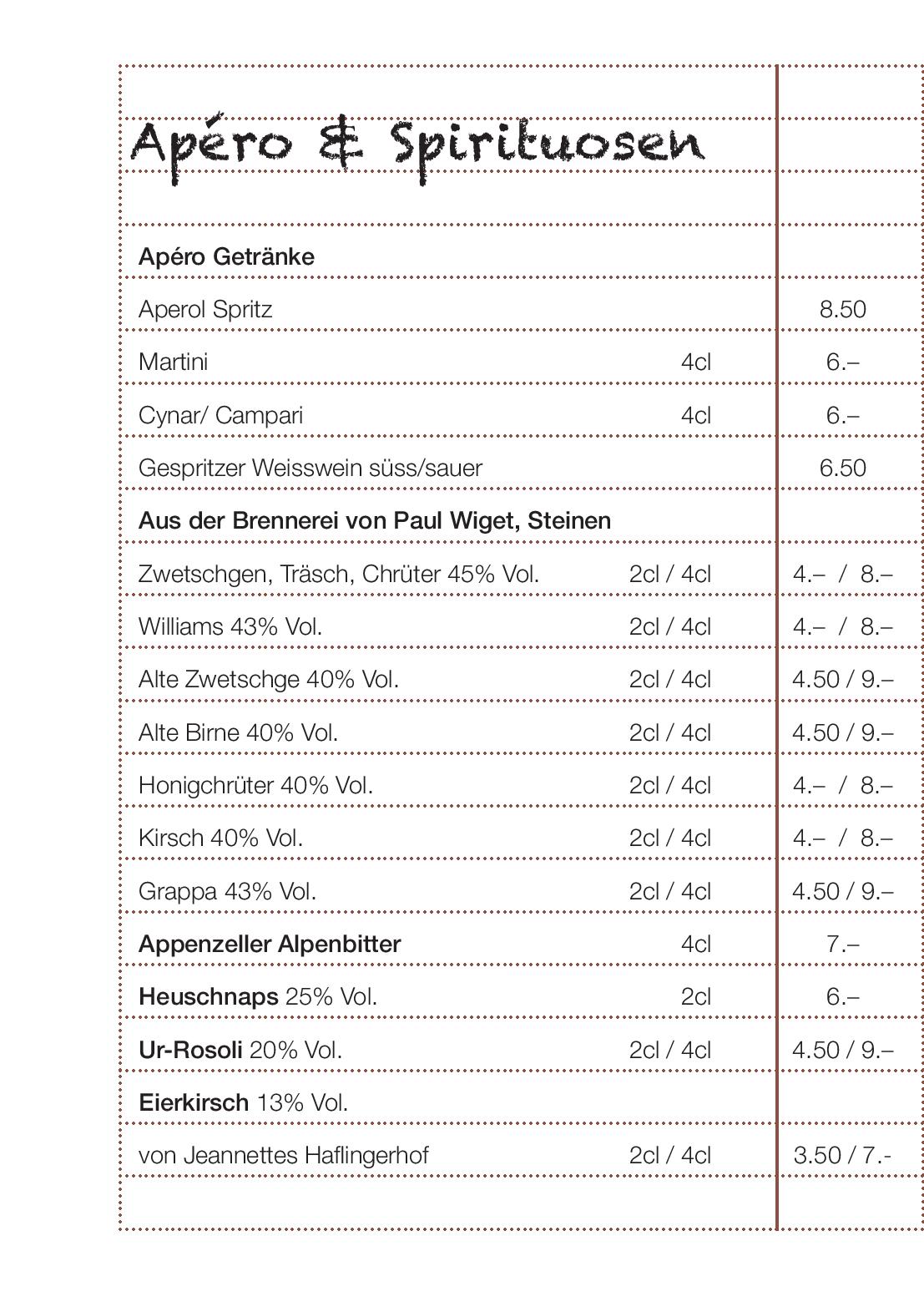 Speisekarte Milchmanufaktur Einsiedeln in Einsiedeln, Seite 4