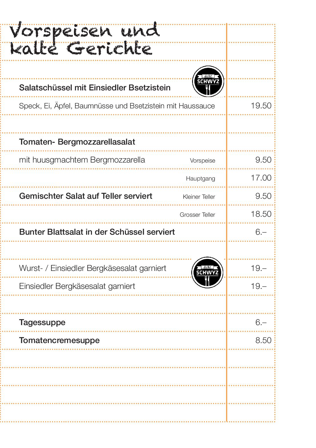 Speisekarte Milchmanufaktur Einsiedeln in Einsiedeln, Seite 13