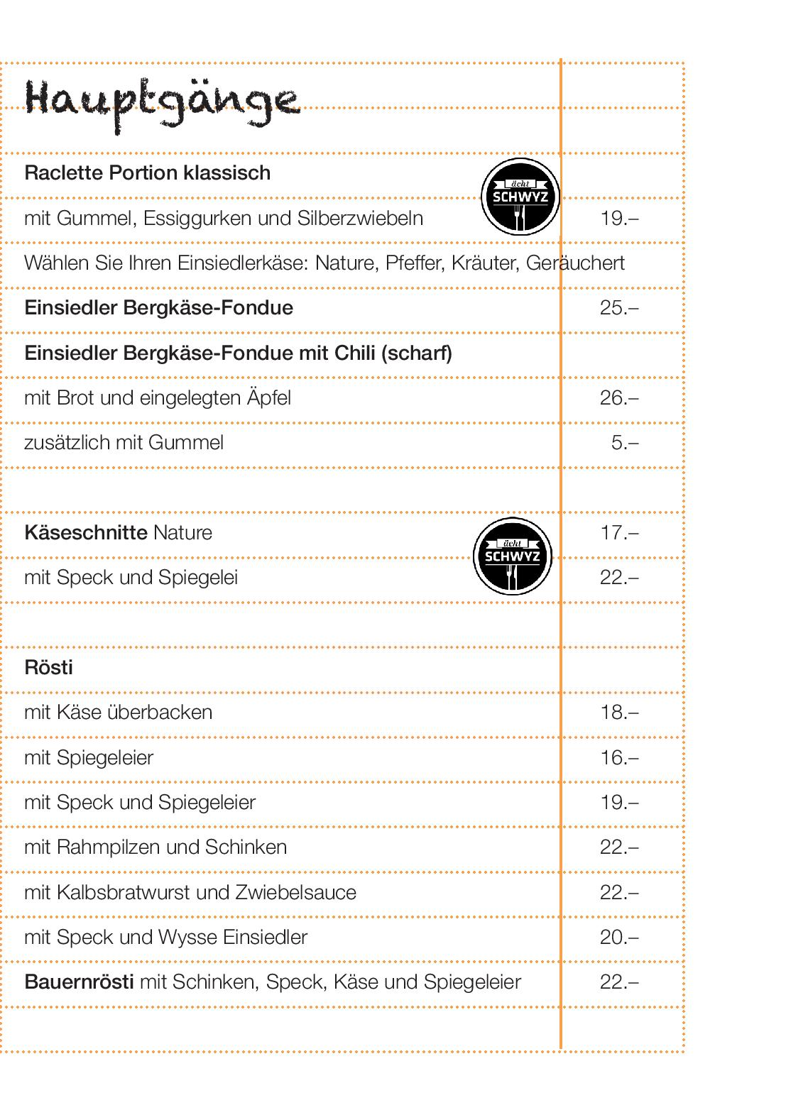Speisekarte Milchmanufaktur Einsiedeln in Einsiedeln, Seite 11