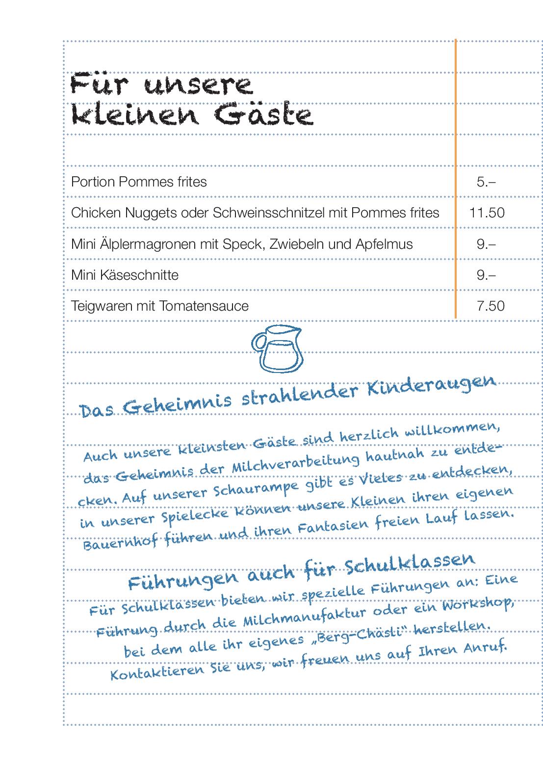 Speisekarte Milchmanufaktur Einsiedeln in Einsiedeln, Seite 8