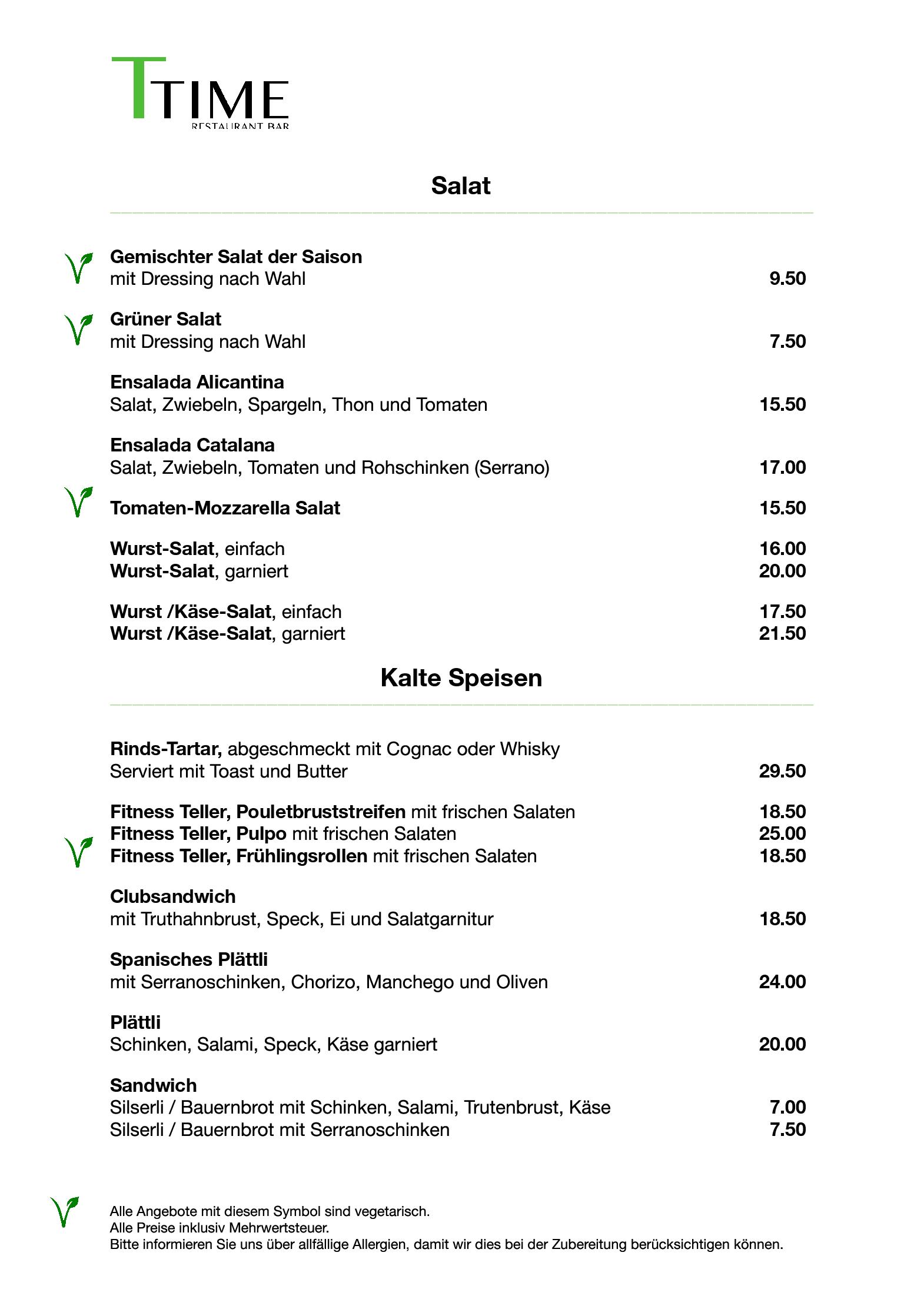 Speisekarte TTime Restaurant & Bar in Rheinfelden, Seite 3