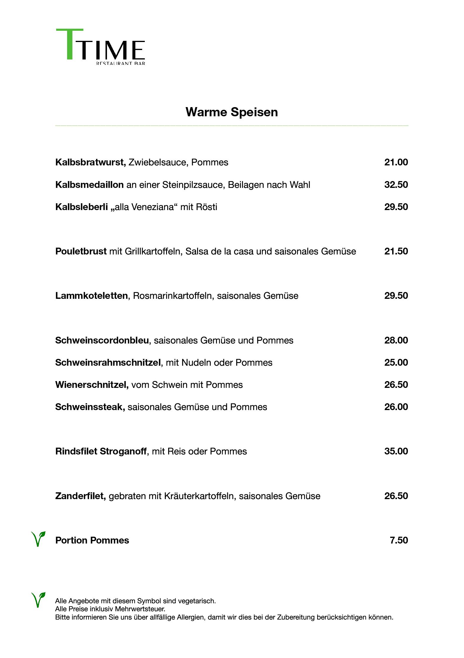 Speisekarte TTime Restaurant & Bar in Rheinfelden, Seite 4
