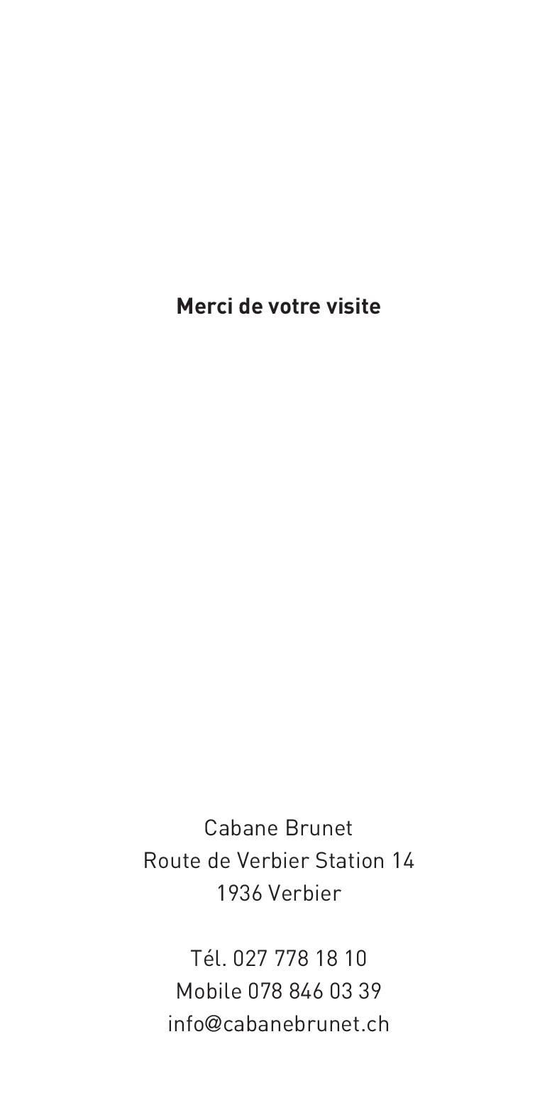 Speisekarte Cabane de Brunet in Lourtier, Seite 9