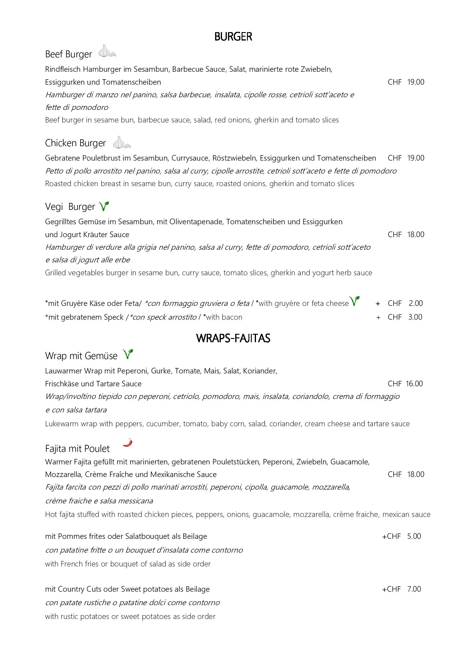 Speisekarte Hotel Restaurant Pizzeria Sonne in St. Moritz, Seite 10
