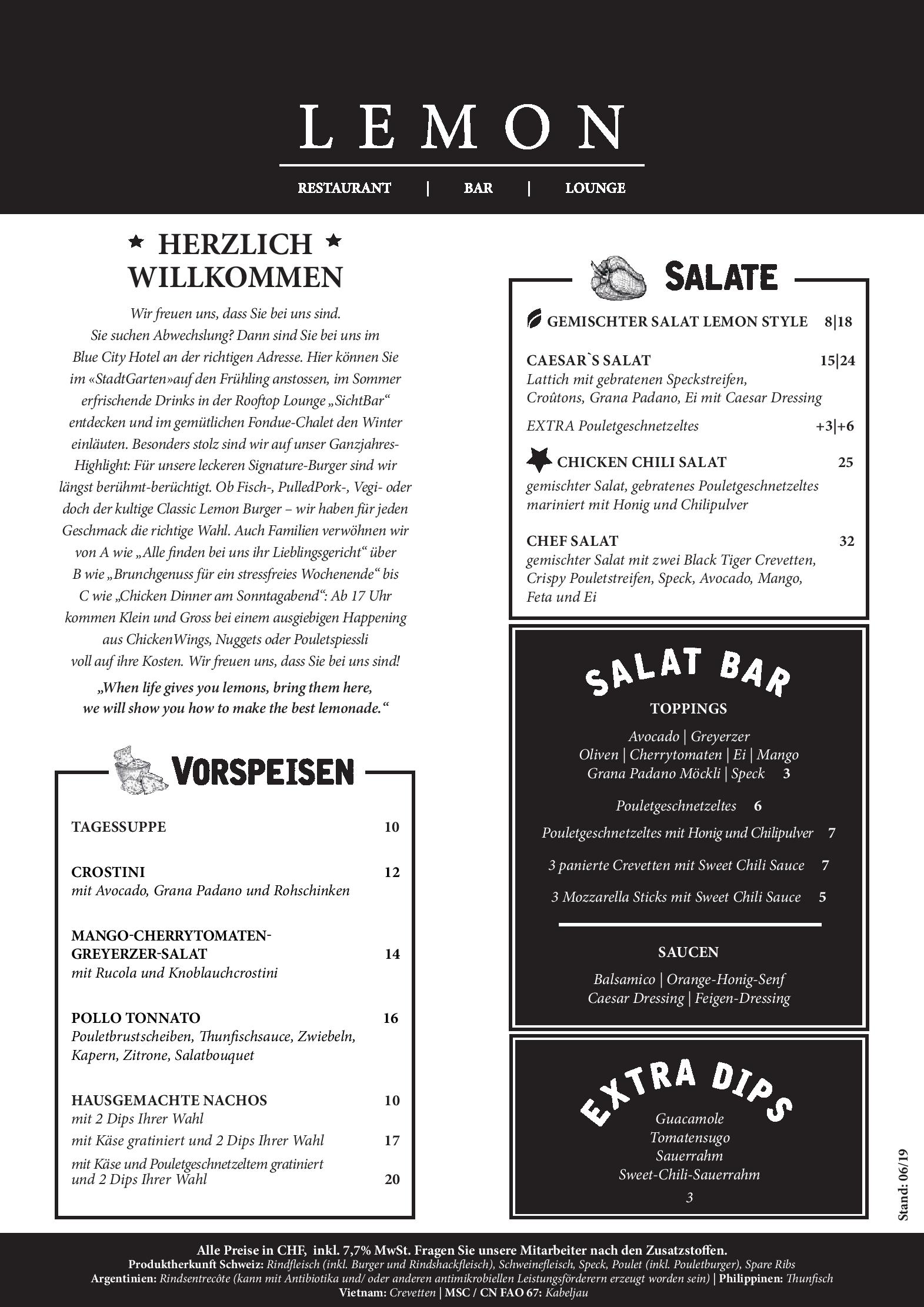 Speisekarte Lemon  in Baden, Seite 2