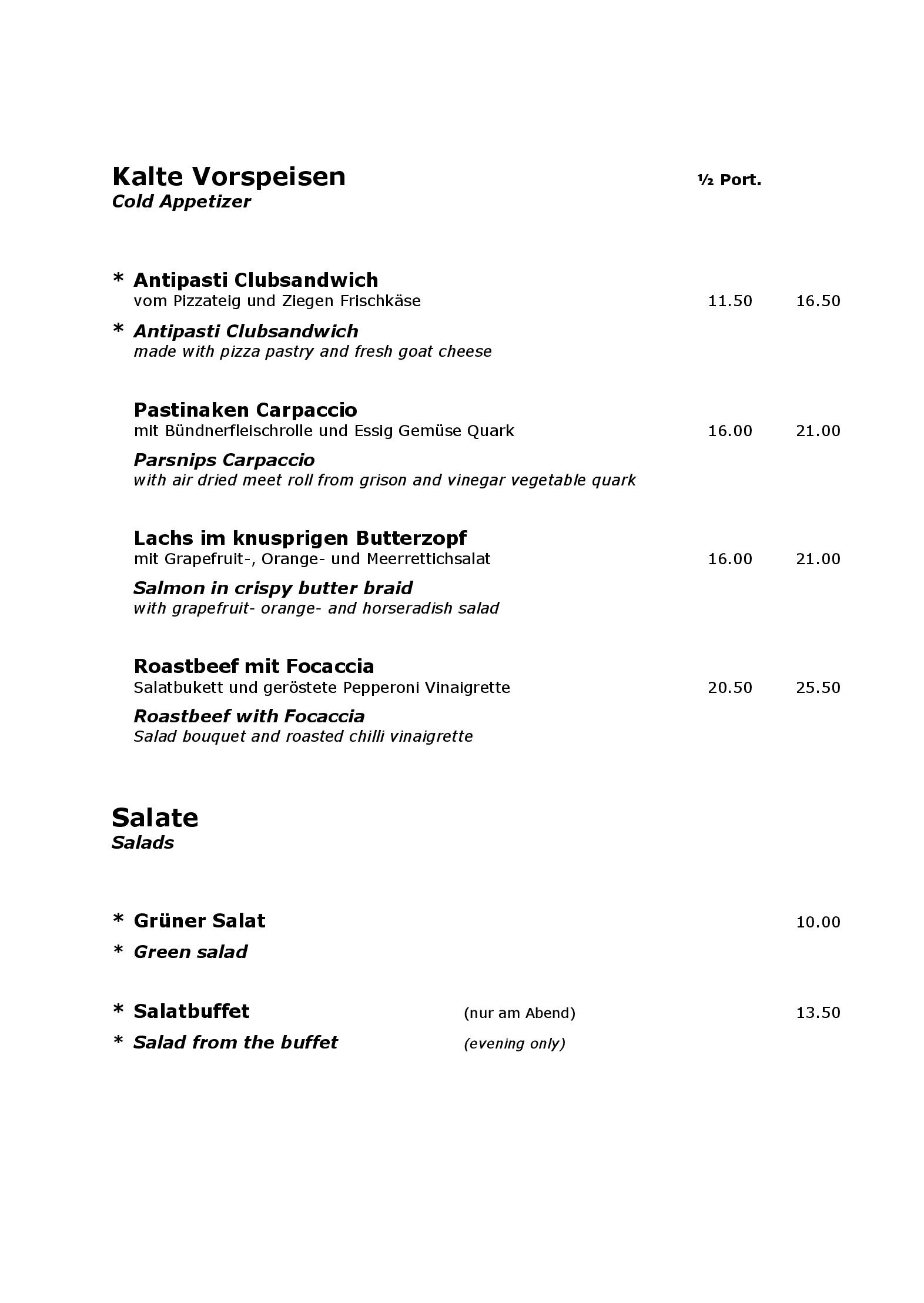 Speisekarte Hotel Bodmi in Grindelwald, Seite 9