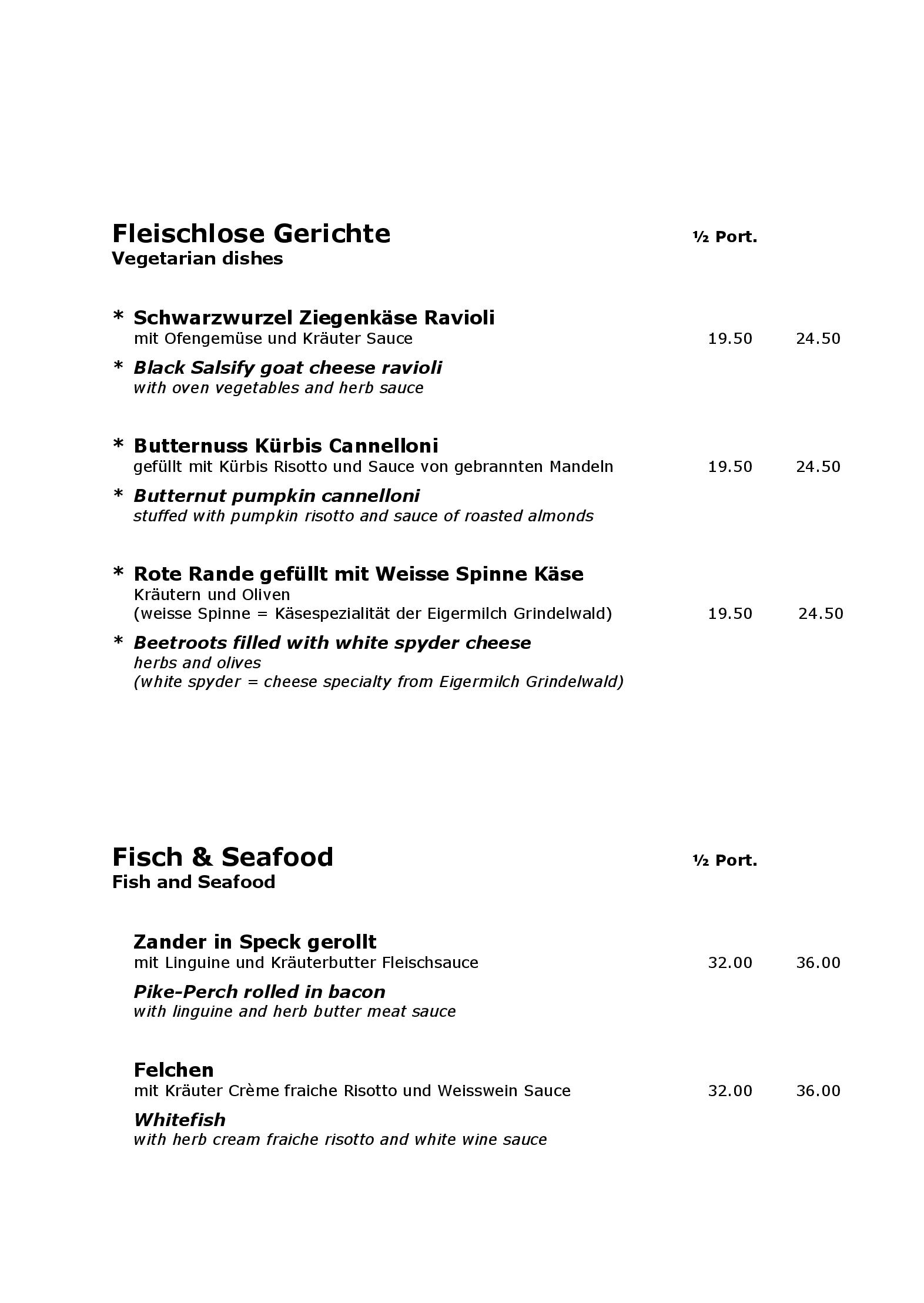 Speisekarte Hotel Bodmi in Grindelwald, Seite 11