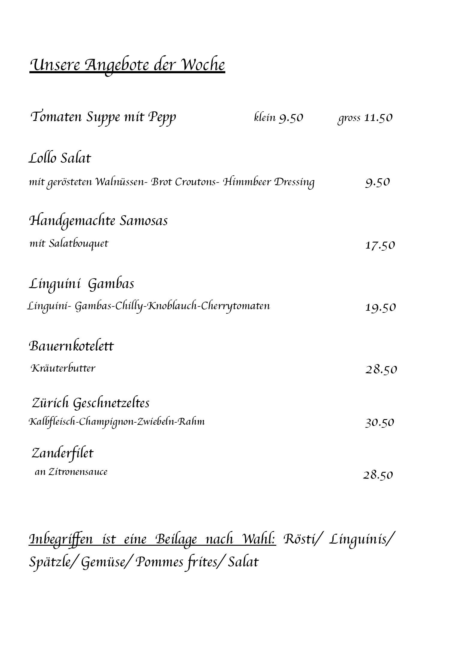 Speisekarte Restaurant Traube St.Gallen in St.Gallen, Seite 11