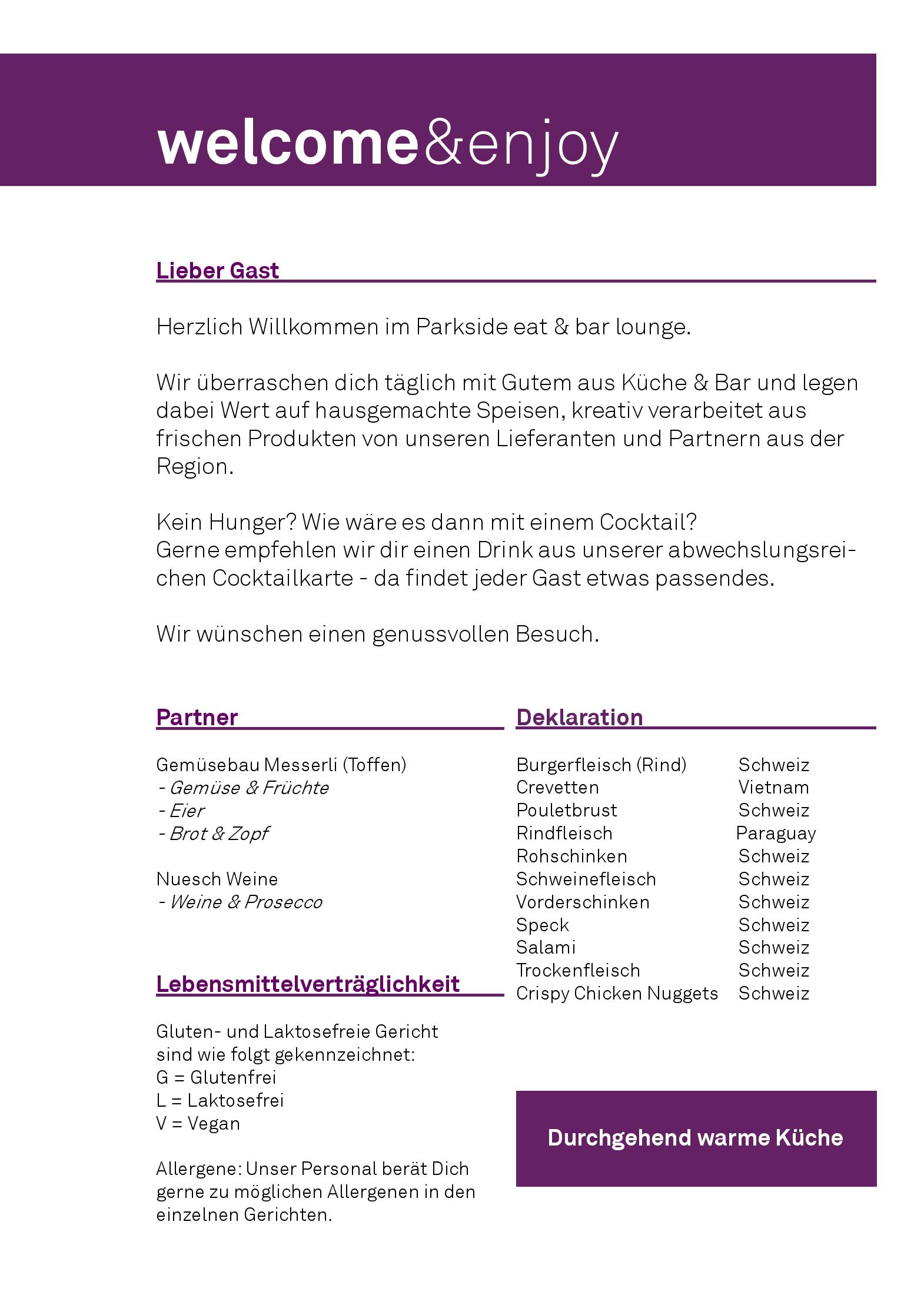 Speisekarte parkside eat & bar lounge in Thun, Seite 12