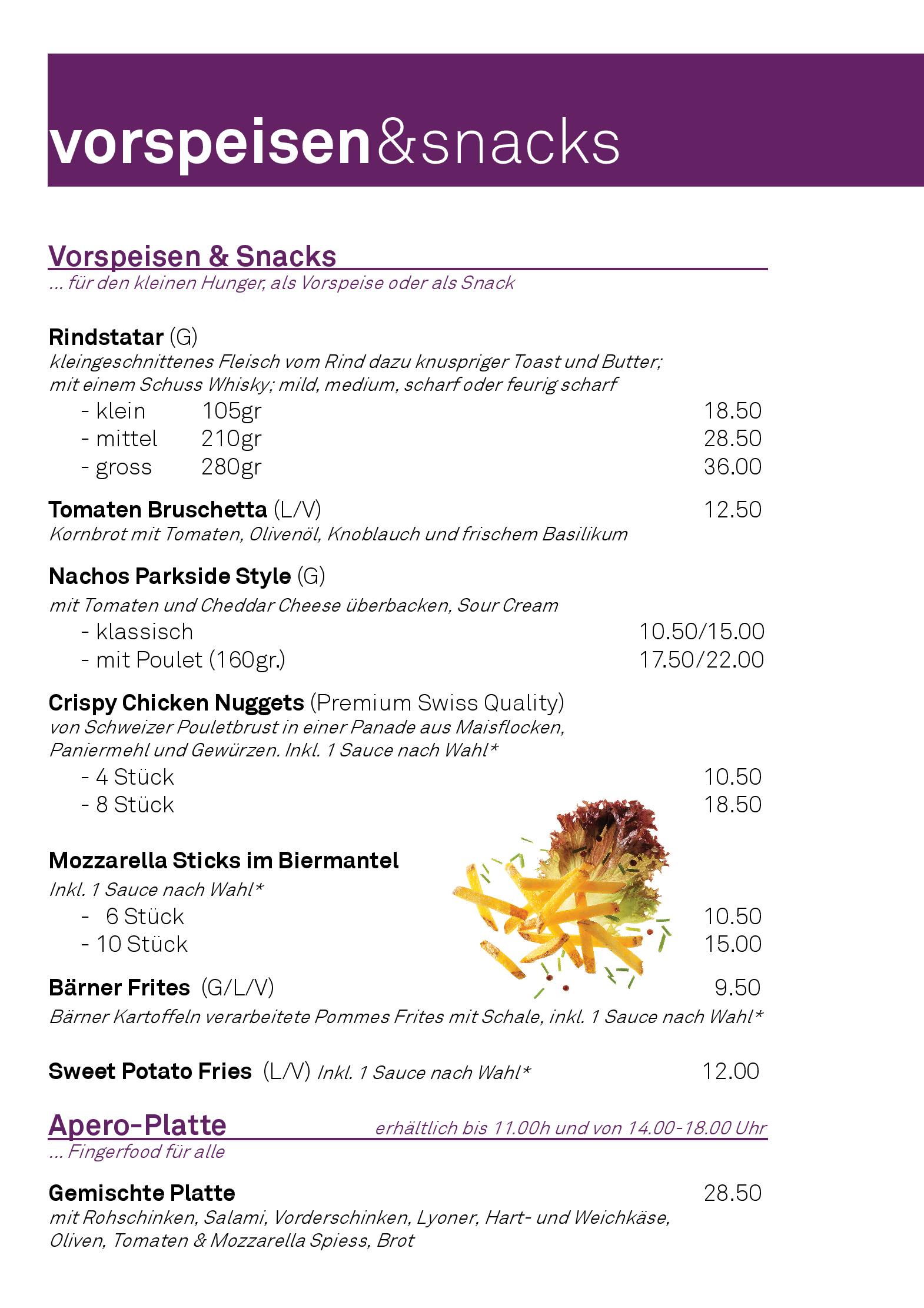 Speisekarte parkside eat & bar lounge in Thun, Seite 9