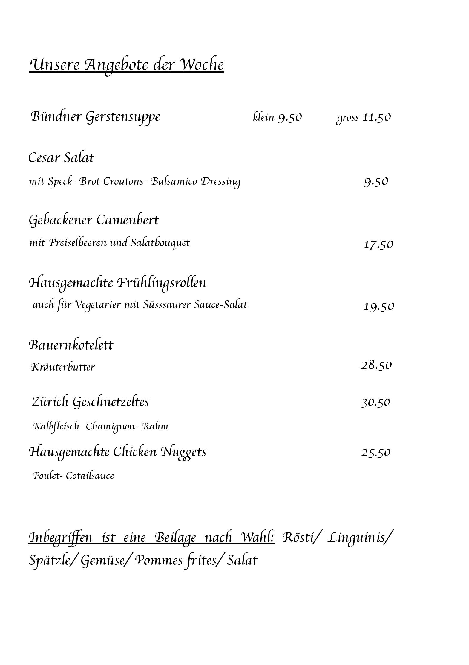 Speisekarte Restaurant Traube St.Gallen in St.Gallen, Seite 12