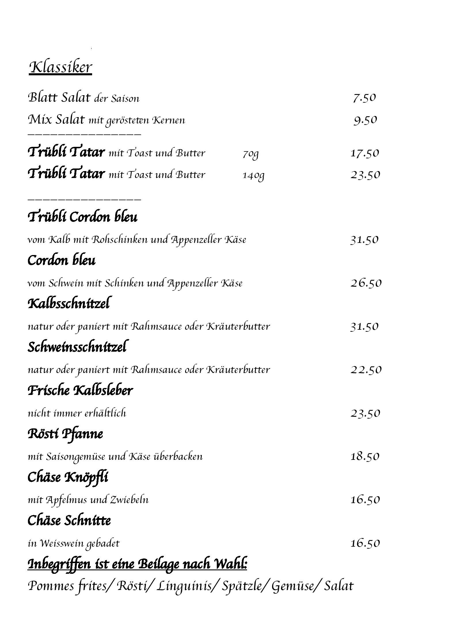 Speisekarte Restaurant Traube St.Gallen in St.Gallen, Seite 13