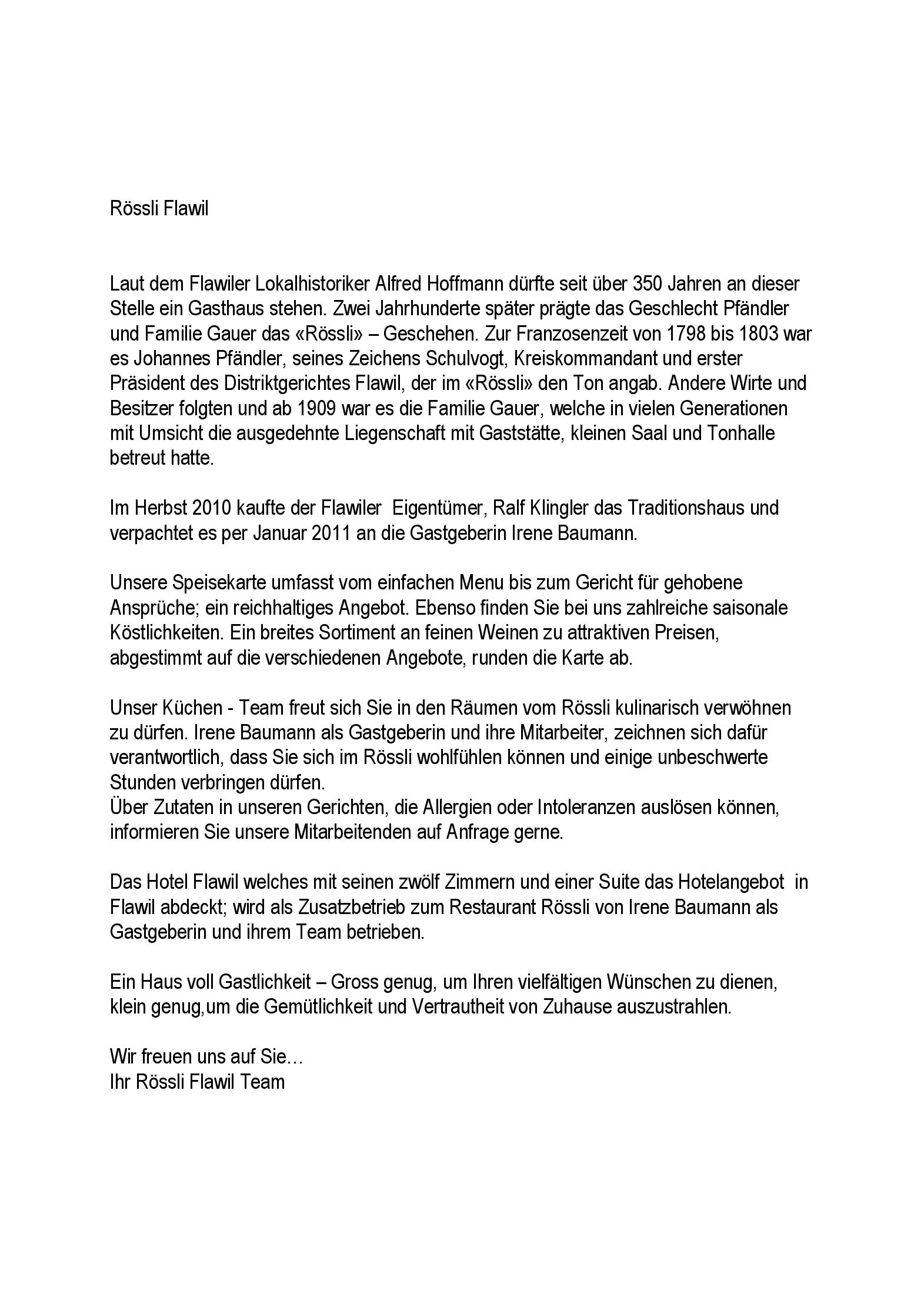 Speisekarte Restaurant Rössli in Flawil, Seite 18
