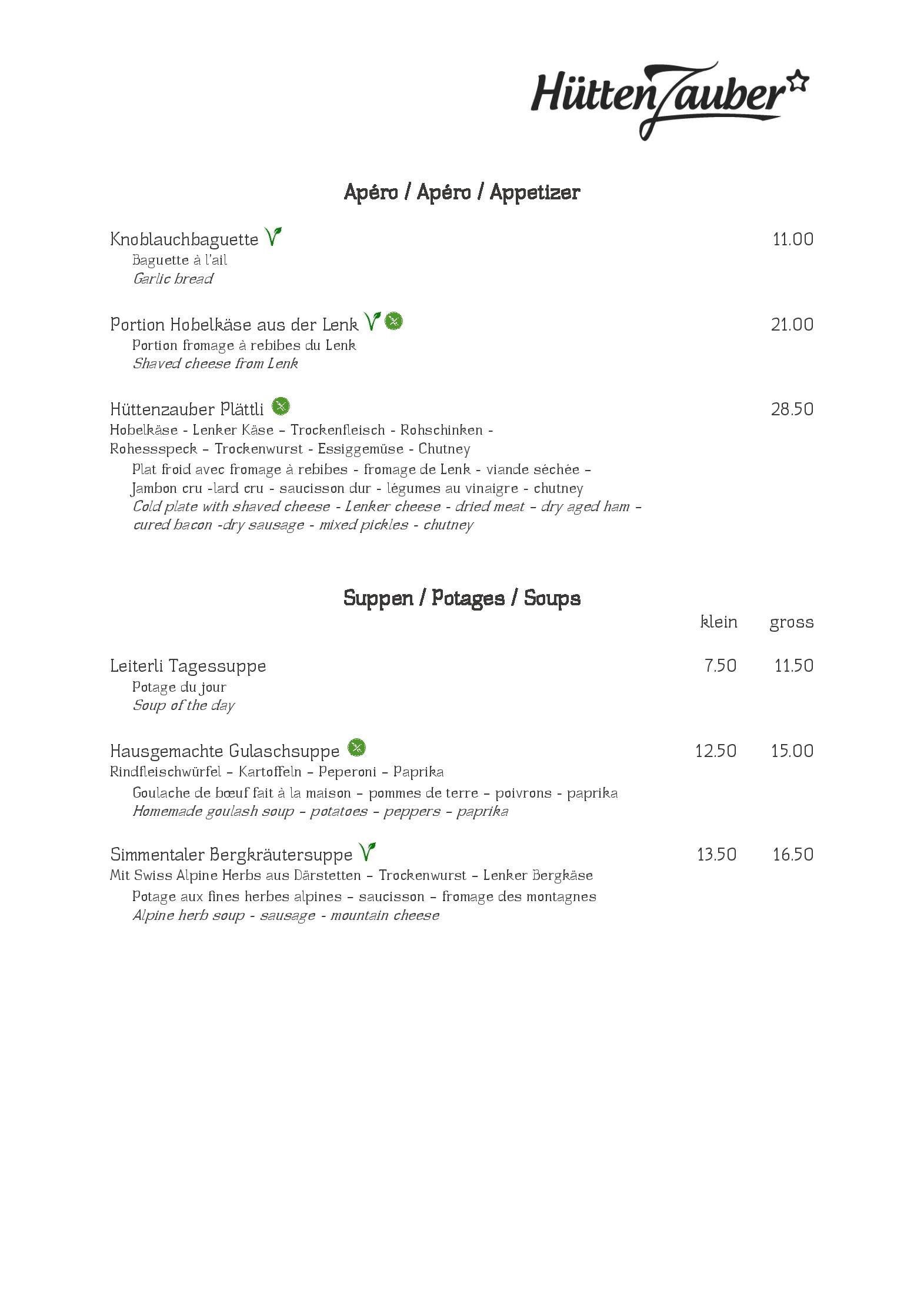 Speisekarte Berghotel Leiterli Restaurant in Lenk im Simmental, Seite 3