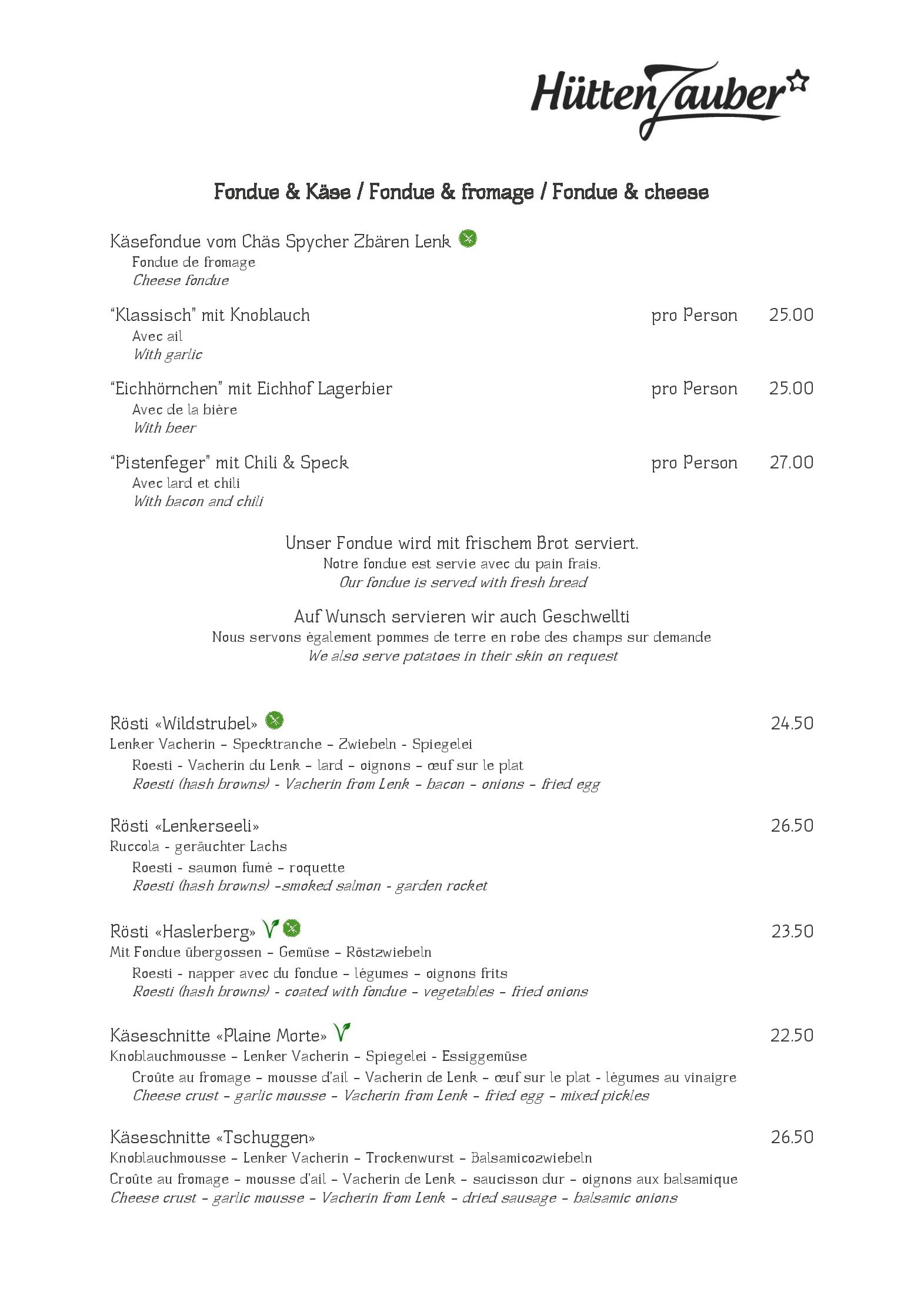 Speisekarte Berghotel Leiterli Restaurant in Lenk im Simmental, Seite 5