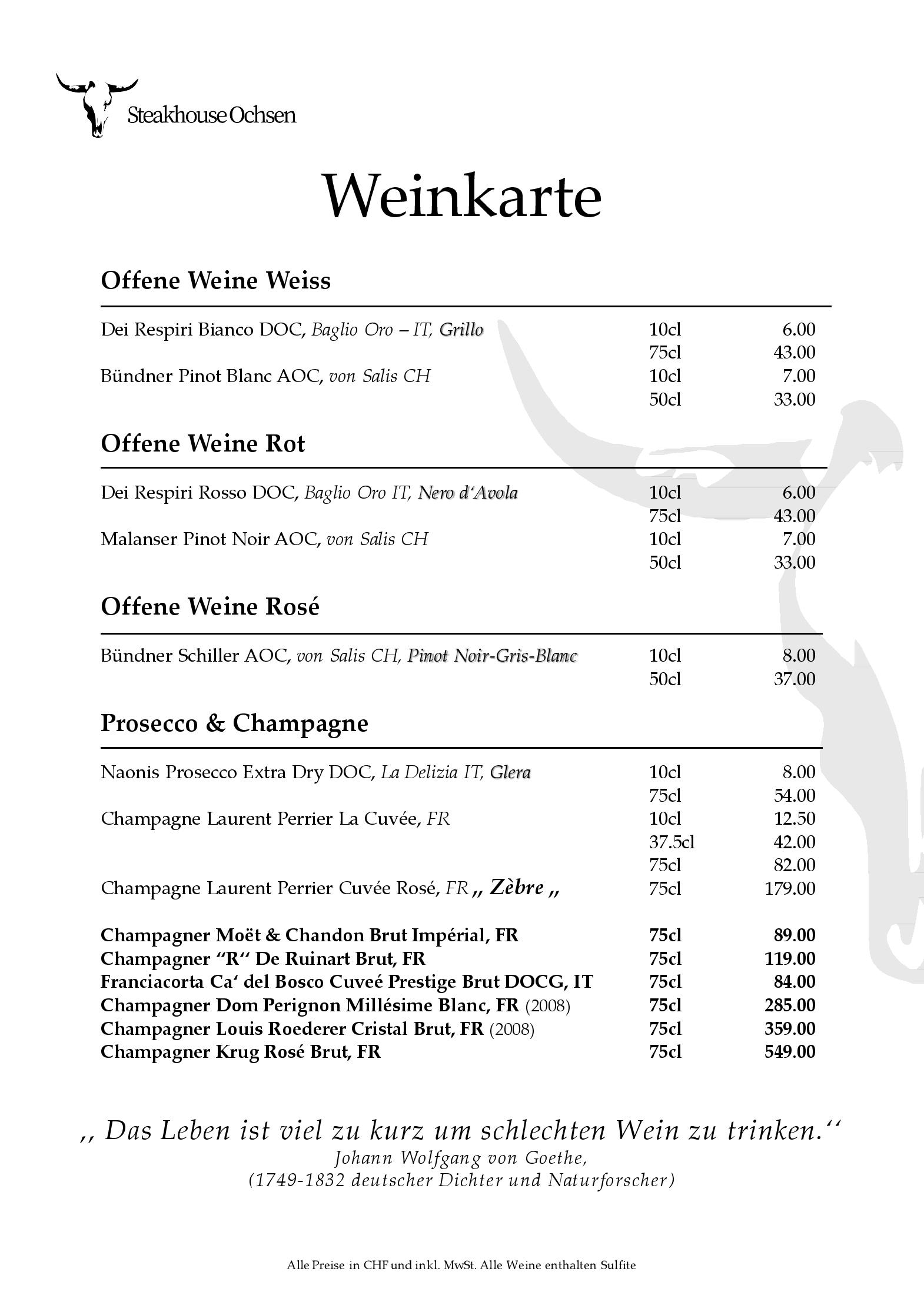 Speisekarte Ochsen Steakhouse in Davos, Seite 10