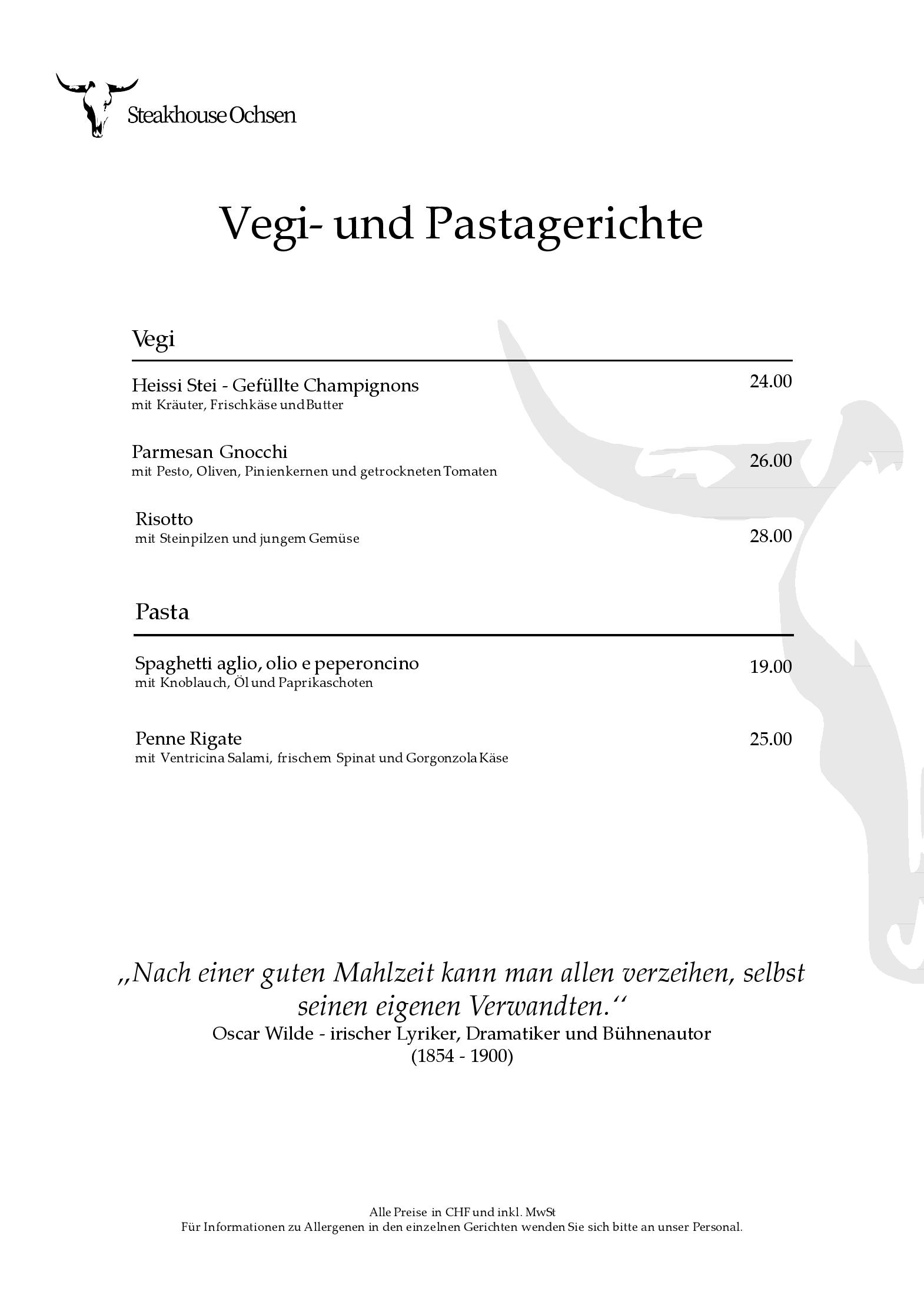 Speisekarte Ochsen Steakhouse in Davos, Seite 6